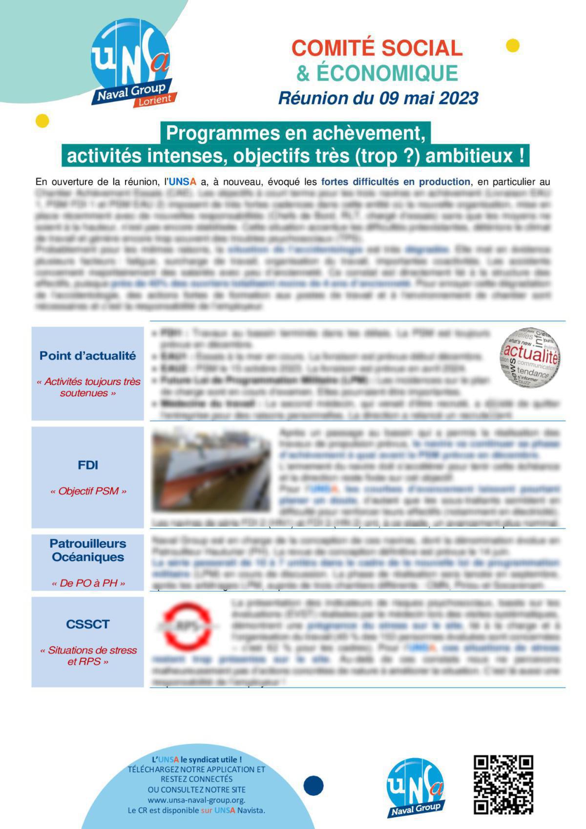 CSE de Lorient - Réunion du 9 mai 2023 - Compte rendu CSE de Lorient - Réunion du 9 mai 2023 - Compte rendu