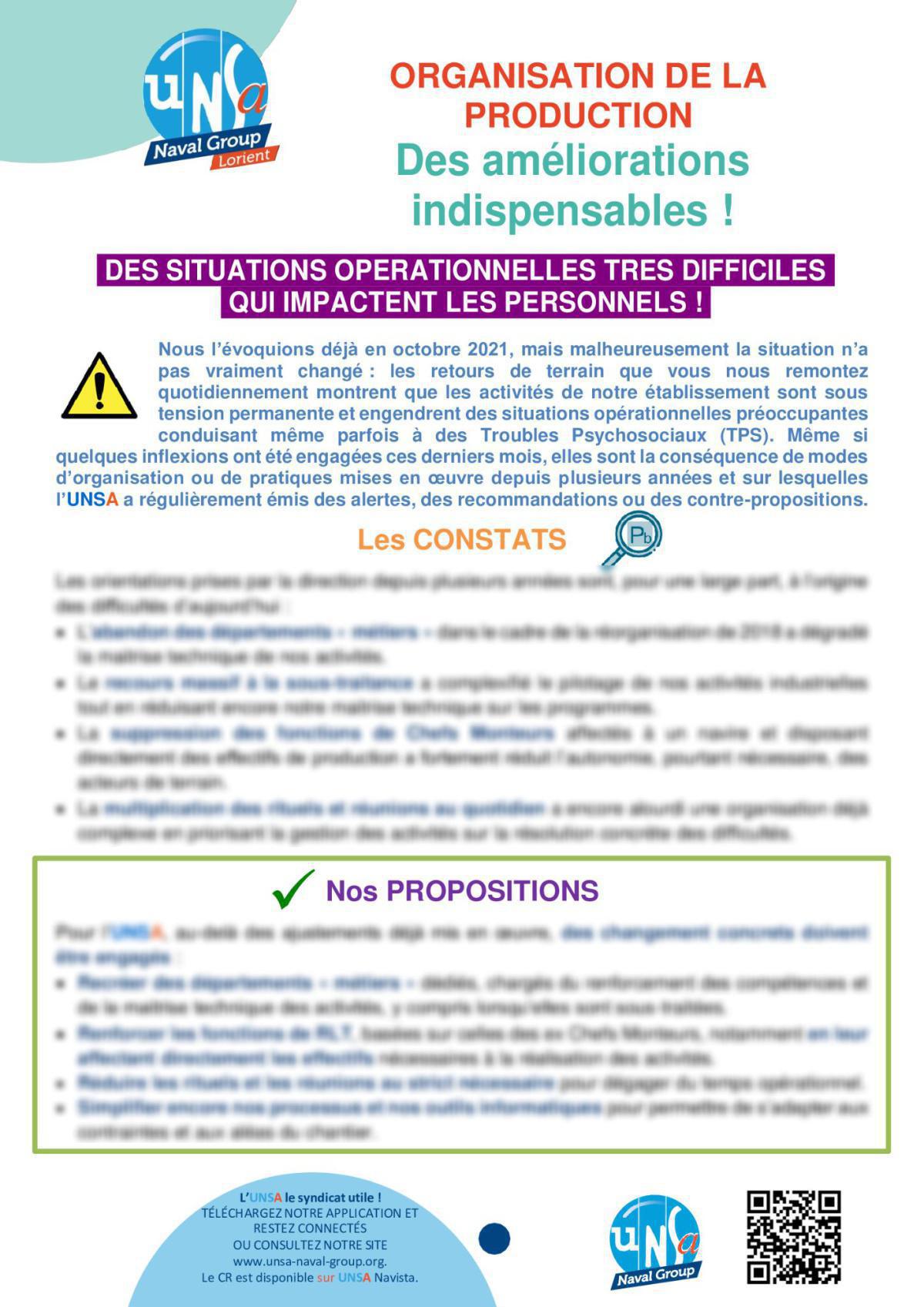 Lorient - Organisation de la production, des améliorations indispensables ! Lorient - Organisation de la production, des améliorations indispensables !