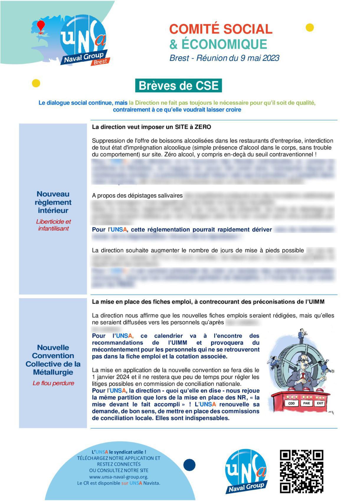CSE de Brest - Réunion du 9 mai 2023 - Compte rendu