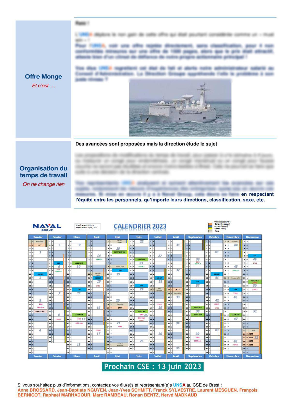 CSE de Brest - Réunion du 9 mai 2023 - Compte rendu CSE de Brest - Réunion du 9 mai 2023 - Compte rendu