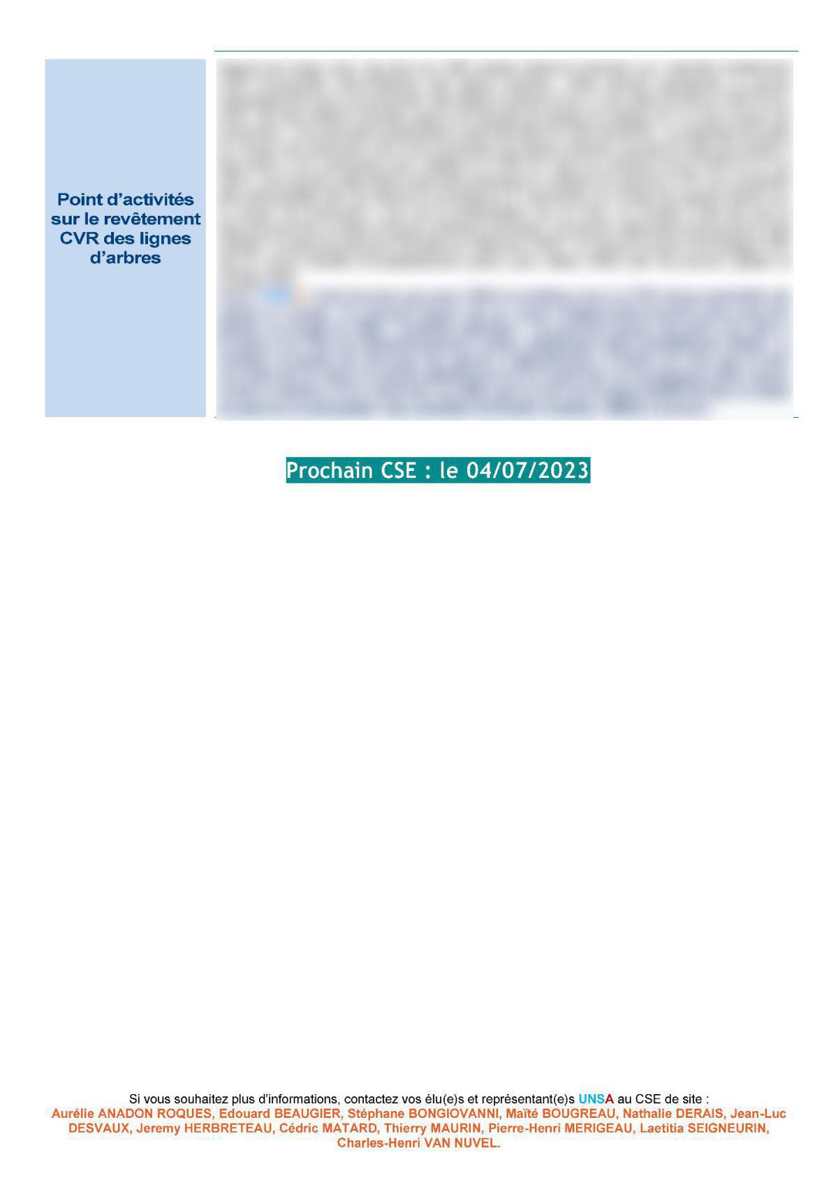 CSE de Ruelle - Réunion du 13 juin 2023 - Compte rendu CSE de Ruelle - Réunion du 13 juin 2023 - Compte rendu