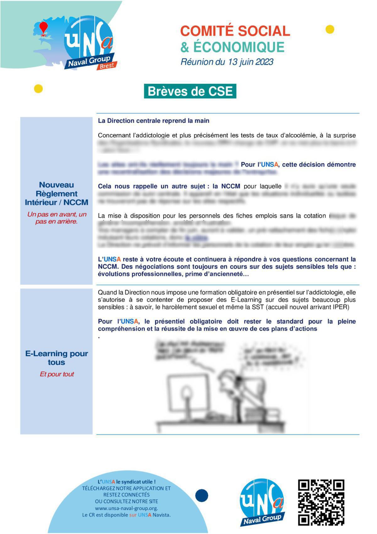 CSE de Brest - Réunion du 13 juin 2023 - Compte rendu CSE de Brest - Réunion du 13 juin 2023 - Compte rendu