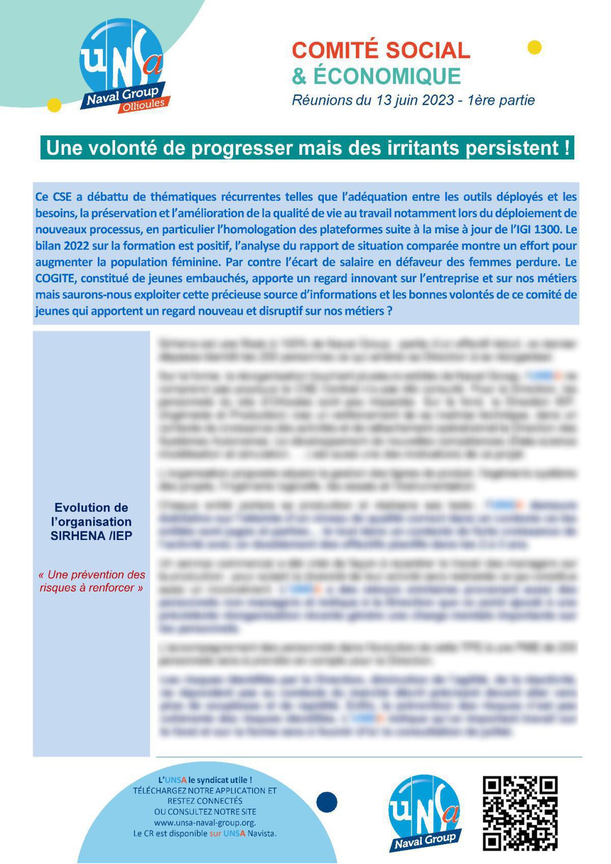 CSE d'Ollioules - Réunion du 13 juin 2023 - Compte rendu CSE d'Ollioules - Réunion du 13 juin 2023 - Compte rendu