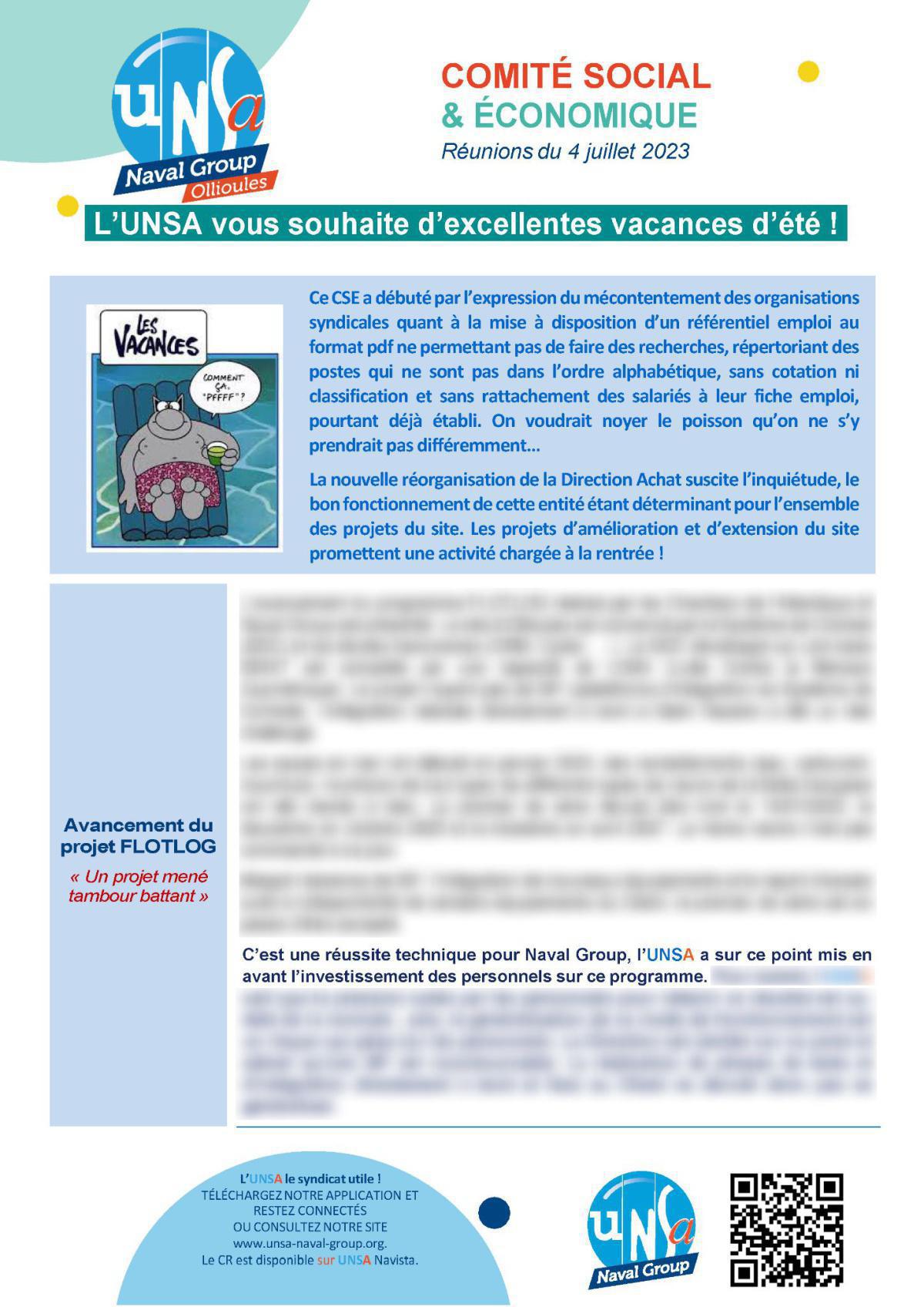 CSE d'Ollioules - Réunion du 4 juillet 2023 - Compte rendu CSE d'Ollioules - Réunion du 4 juillet 2023 - Compte rendu