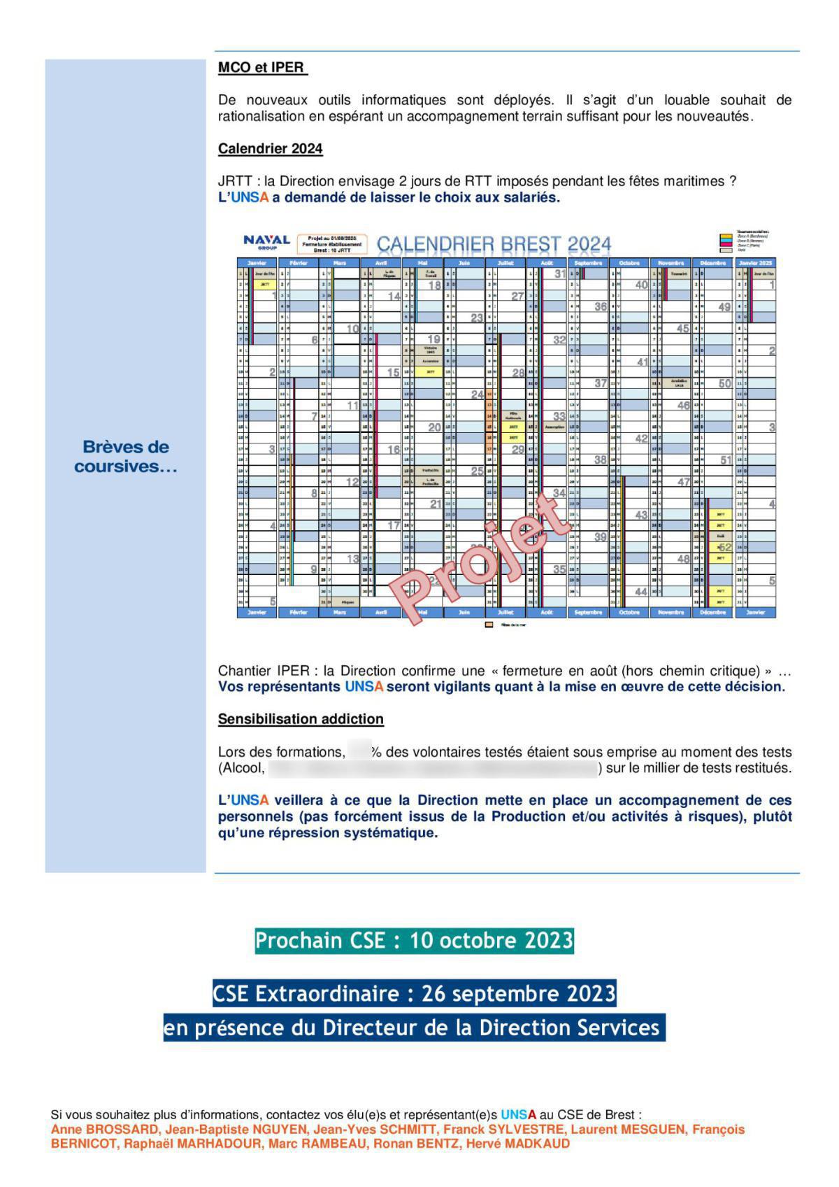 CSE de Brest - Réunion du 12 septembre 2023 - Déclaration liminaire et Compte rendu CSE de Brest - Réunion du 12 septembre 2023 - Déclaration liminaire et Compte rendu