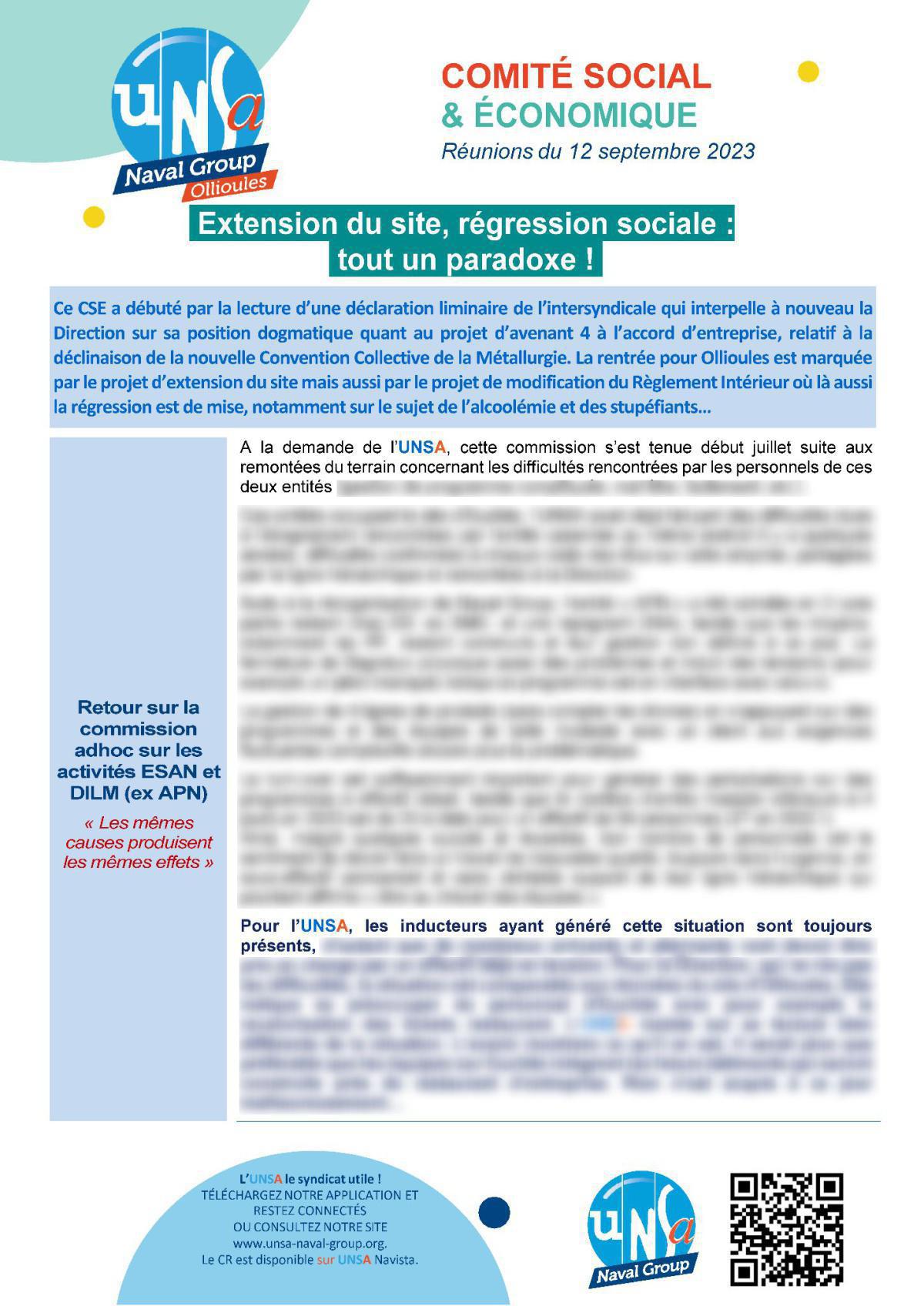 CSE d'Ollioules - Réunion du 12 septembre 2023 - Compte rendu CSE d'Ollioules - Réunion du 12 septembre 2023 - Compte rendu