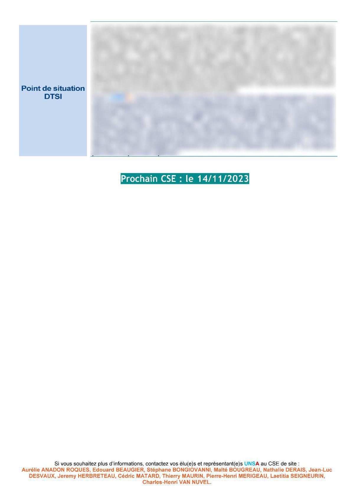 CSE de Ruelle - Réunion du 10 octobre 2023 - Compte-rendu CSE de Ruelle - Réunion du 10 octobre 2023 - Compte-rendu