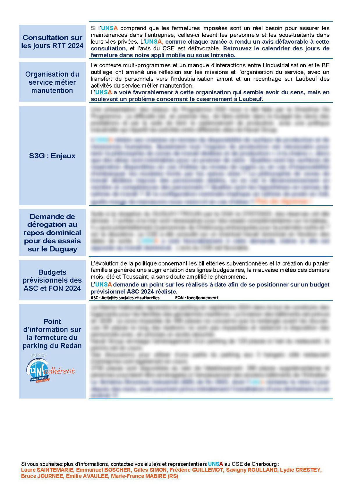 CSE de Cherbourg - Réunion du 14 novembre - Compte rendu CSE de Cherbourg - Réunion du 14 novembre - Compte rendu