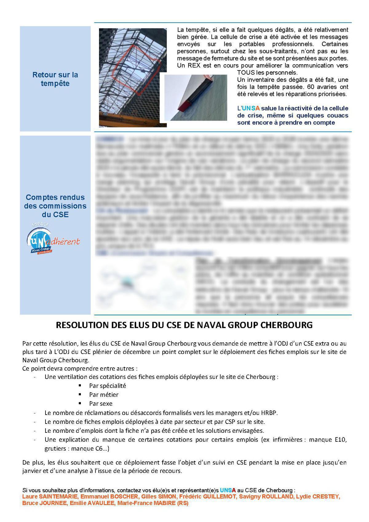 CSE de Cherbourg - Réunion du 14 novembre - Compte rendu CSE de Cherbourg - Réunion du 14 novembre - Compte rendu