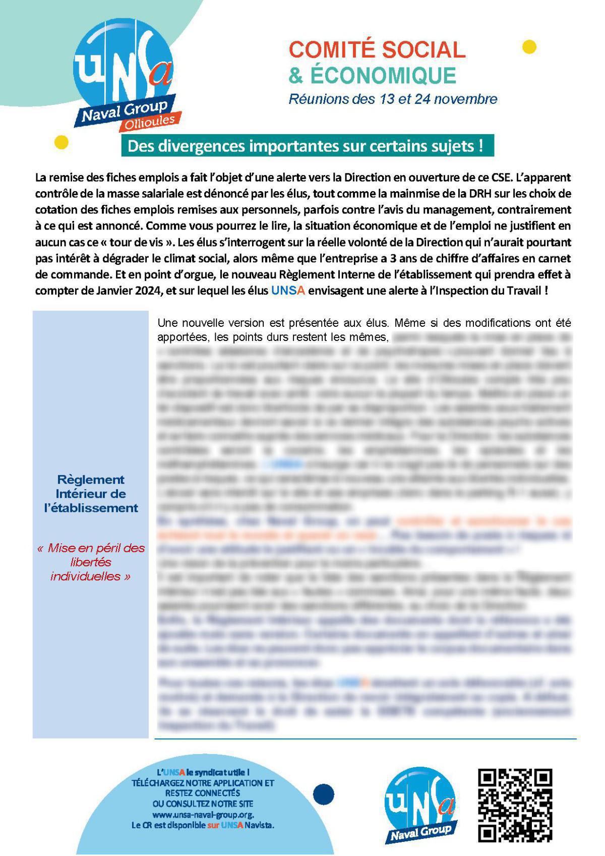CSE d'Ollioules - Réunion des 13 et 24 novembre 2023 - Compte rendu CSE d'Ollioules - Réunion des 13 et 24 novembre 2023 - Compte rendu