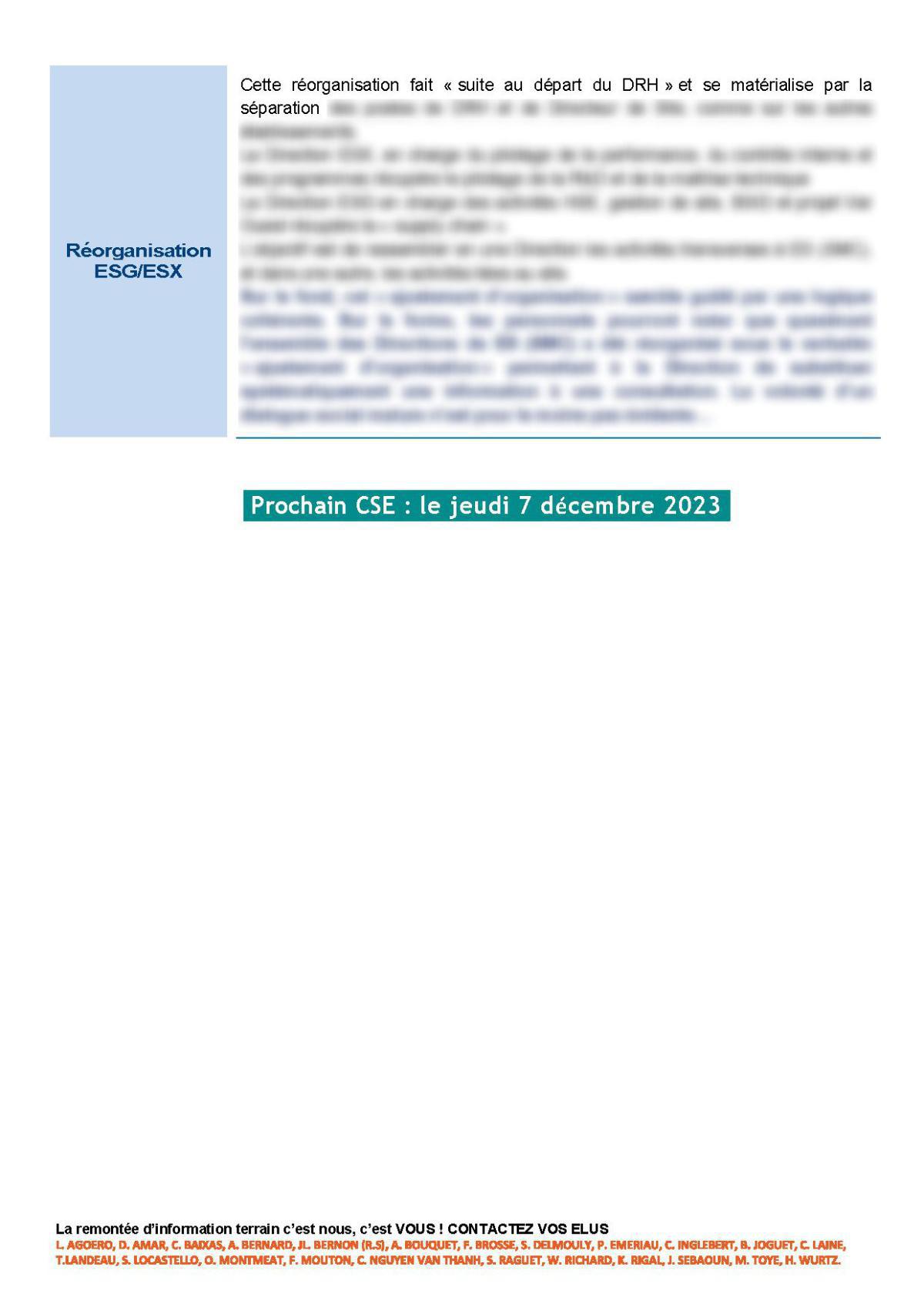 CSE d'Ollioules - Réunion des 13 et 24 novembre 2023 - Compte rendu
