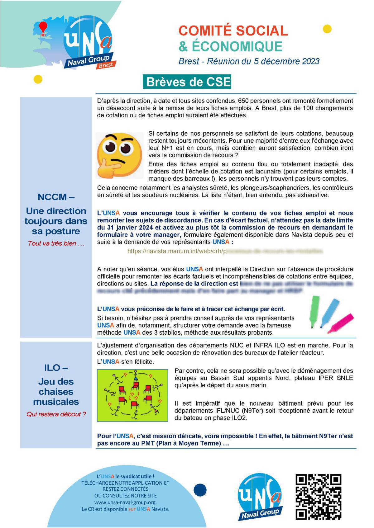 CSE de Brest - Réunion du 5 décembre 2023 - Compte rendu CSE de Brest - Réunion du 5 décembre 2023 - Compte rendu