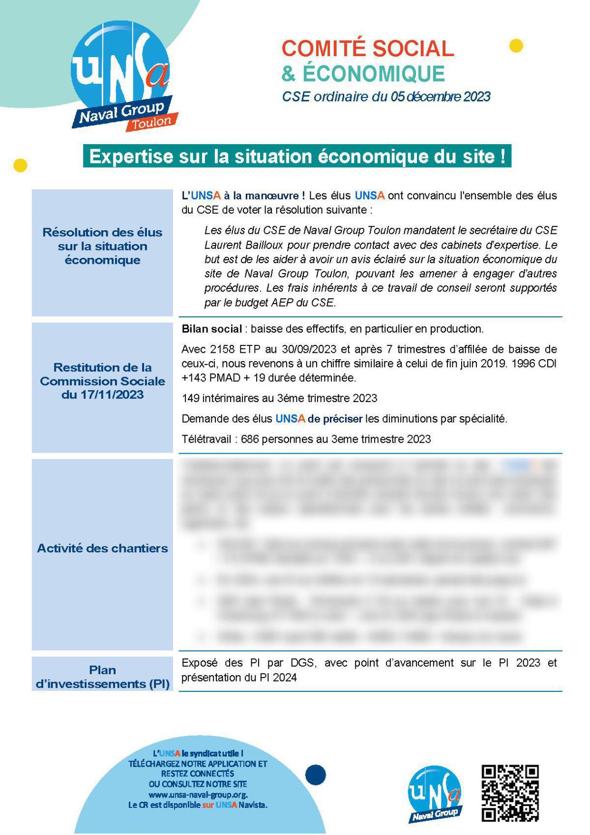 CSE de Toulon - Réunion du 5 décembre 2023 - Compte-rendu CSE de Toulon - Réunion du 5 décembre 2023 - Compte-rendu