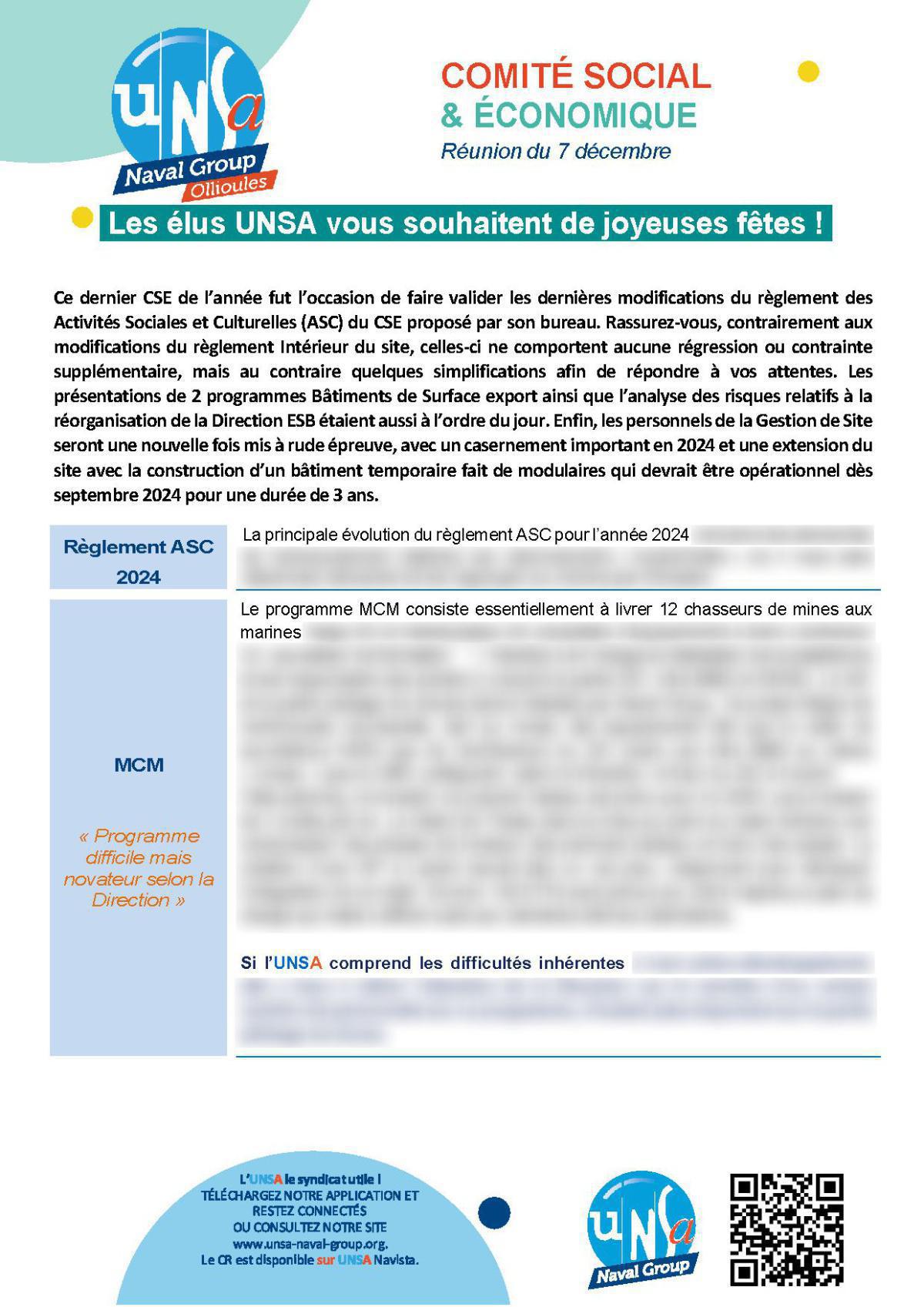 CSE d'Ollioules - Réunion du 7 décembre 2023 - Compte rendu CSE d'Ollioules - Réunion du 7 décembre 2023 - Compte rendu