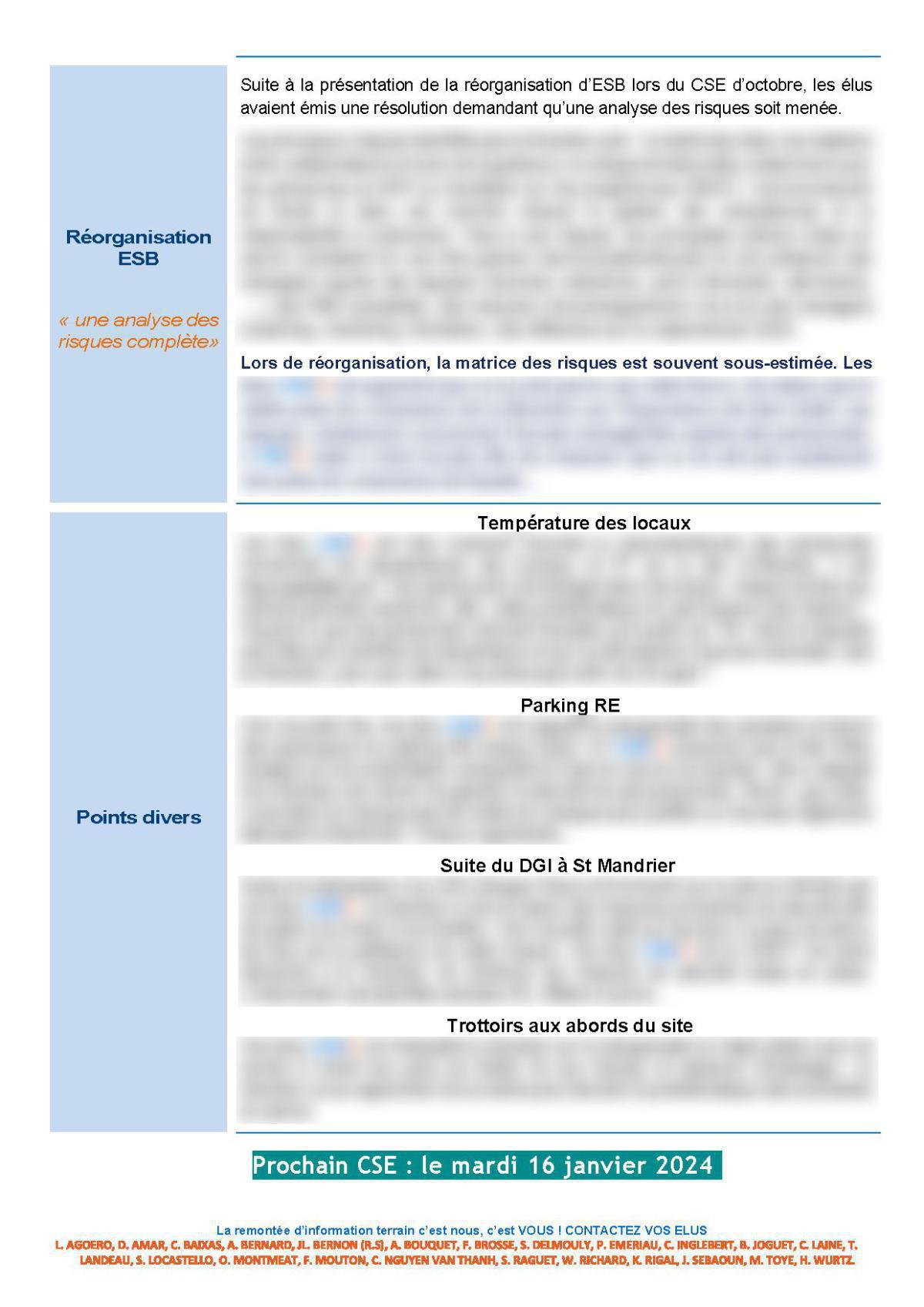 CSE d'Ollioules - Réunion du 7 décembre 2023 - Compte rendu CSE d'Ollioules - Réunion du 7 décembre 2023 - Compte rendu