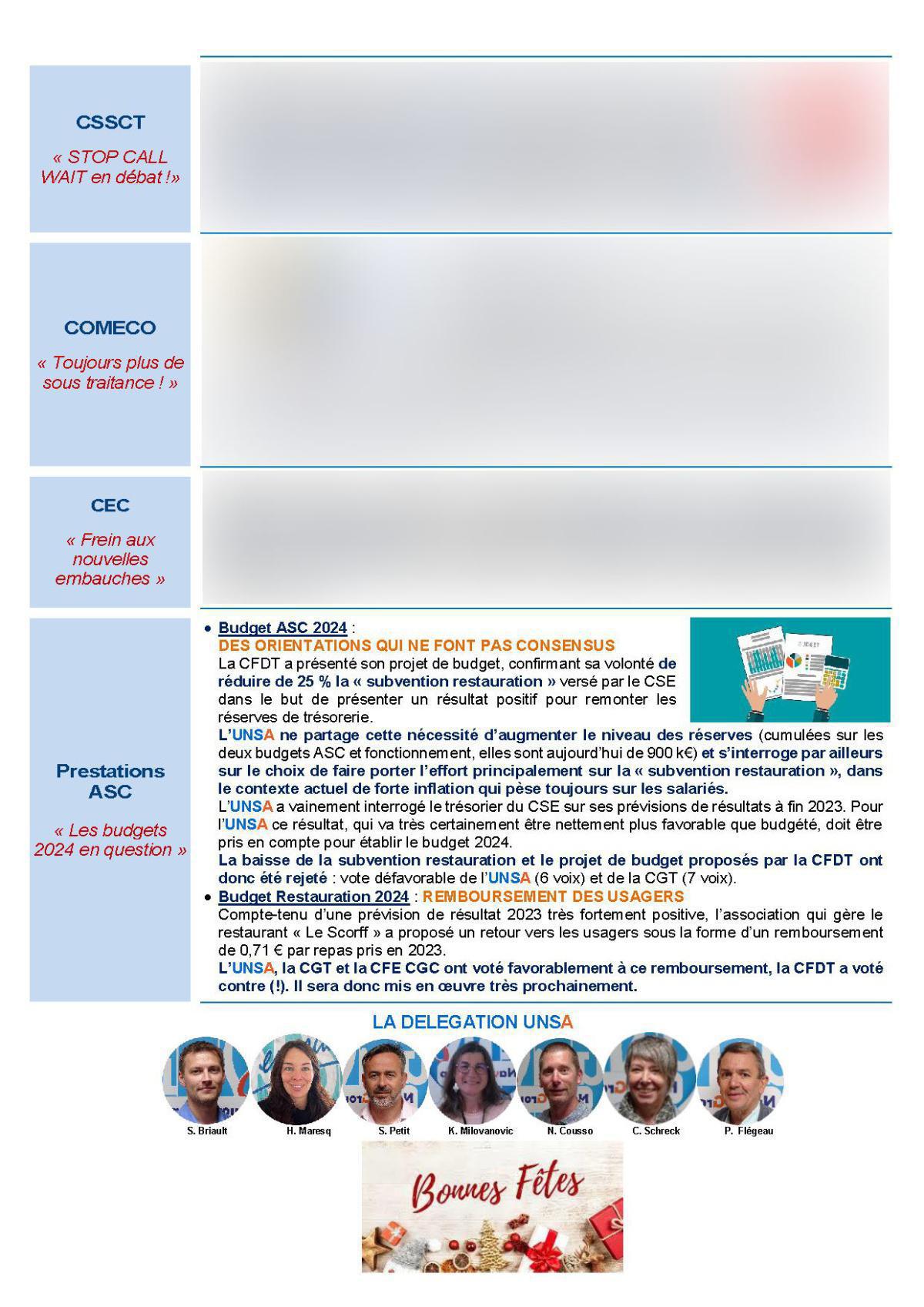 CSE de Lorient - Réunion du 12 décembre 2023 - Compte rendu CSE de Lorient - Réunion du 12 décembre 2023 - Compte rendu