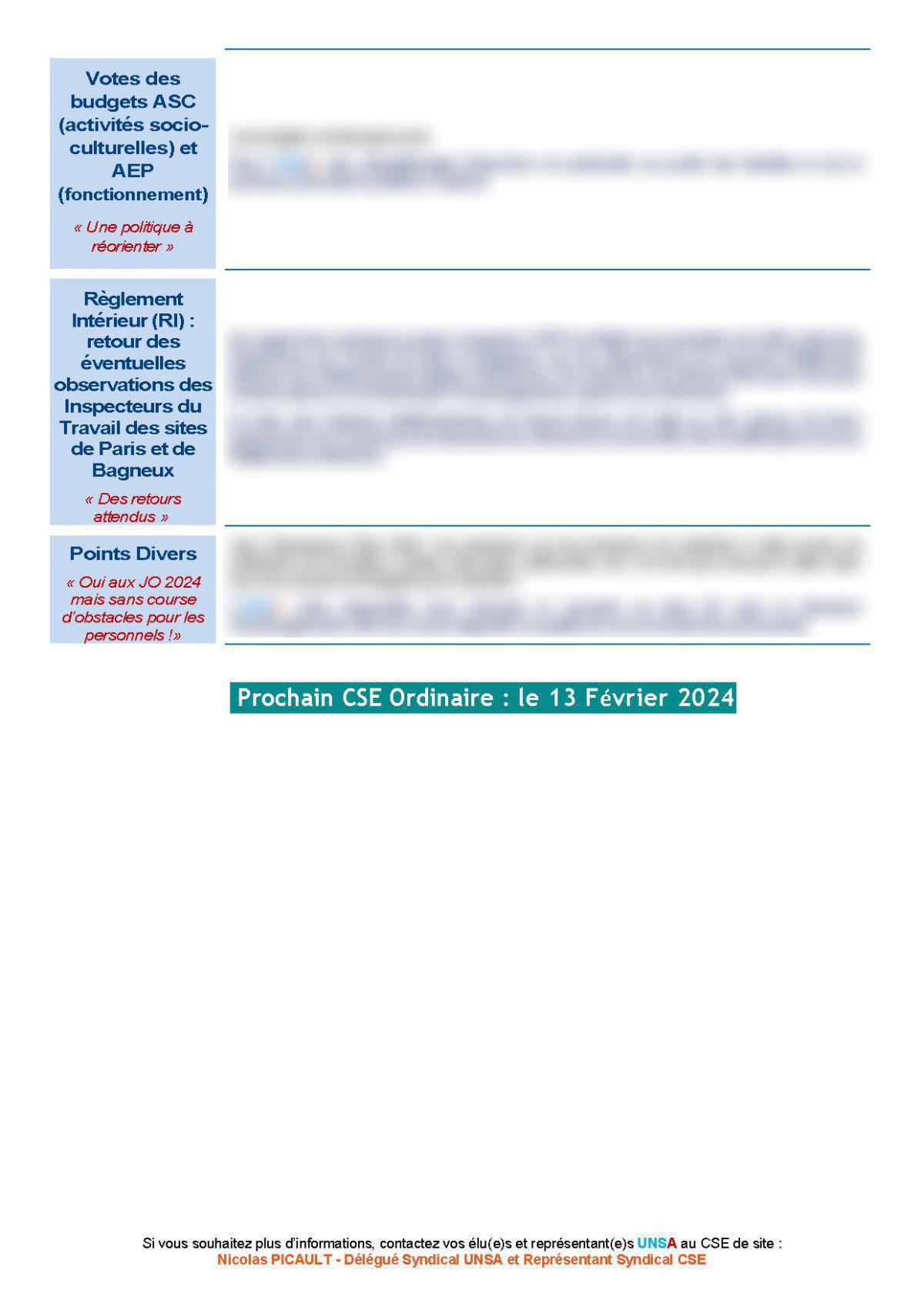 CSE Région Parisienne - Réunion du 9 janvier 2024 CSE Région Parisienne - Réunion du 9 janvier 2024