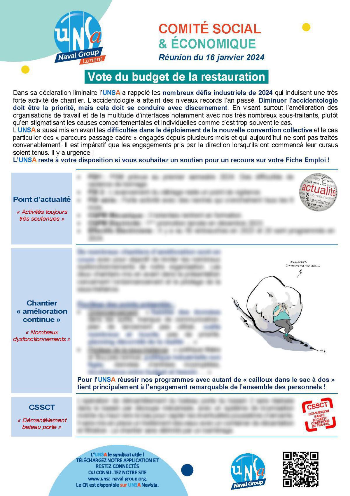 CSE de Lorient - Réunion du 16 janvier 2024 - Compte rendu CSE de Lorient - Réunion du 16 janvier 2024 - Compte rendu