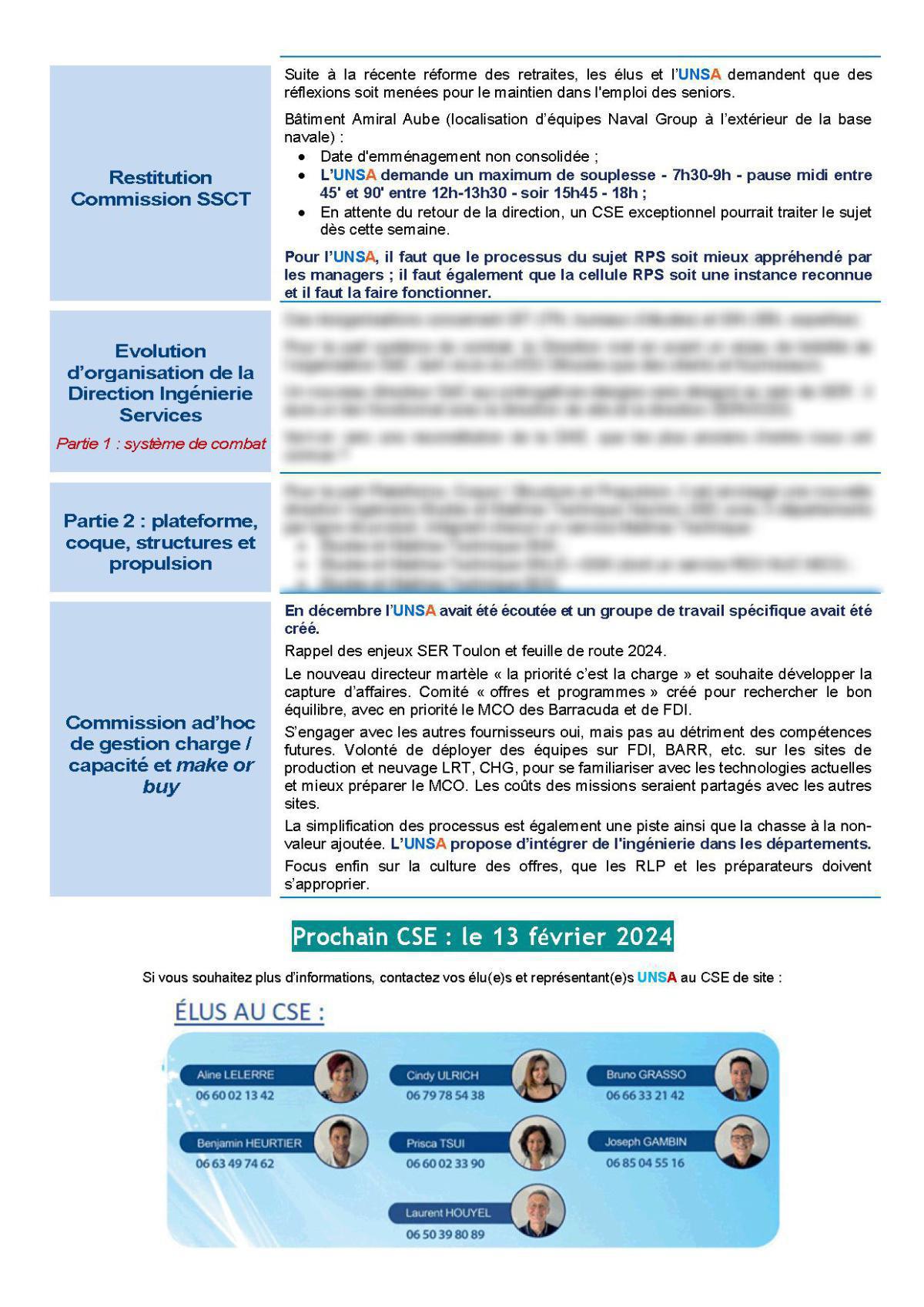 CSE de Toulon - Réunion du 16 janvier 2024 - Compte-rendu et Déclaration Liminaire CSE de Toulon - Réunion du 16 janvier 2024 - Compte-rendu et Déclaration Liminaire