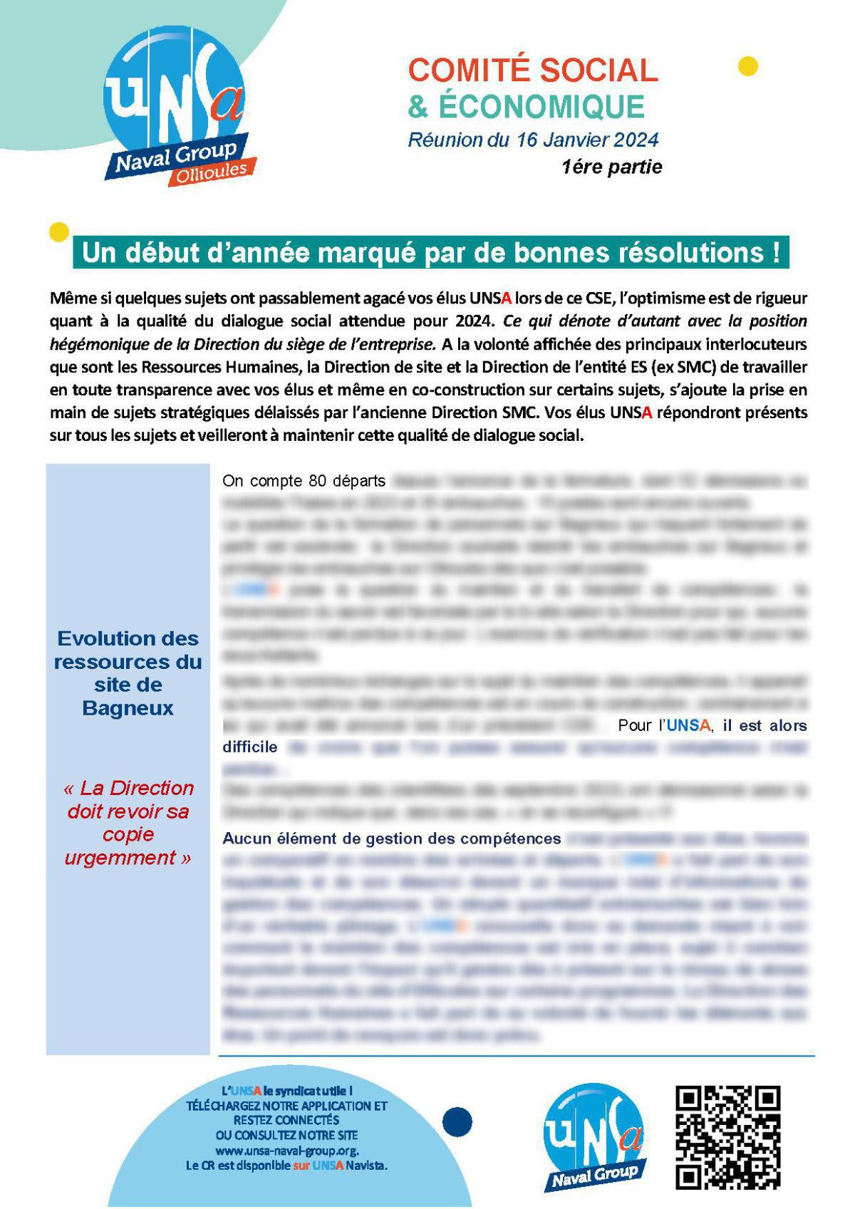 CSE d'Ollioules - Réunion du 16 janvier 2024 - Compte rendu 1ère partie CSE d'Ollioules - Réunion du 16 janvier 2024 - Compte rendu 1ère partie
