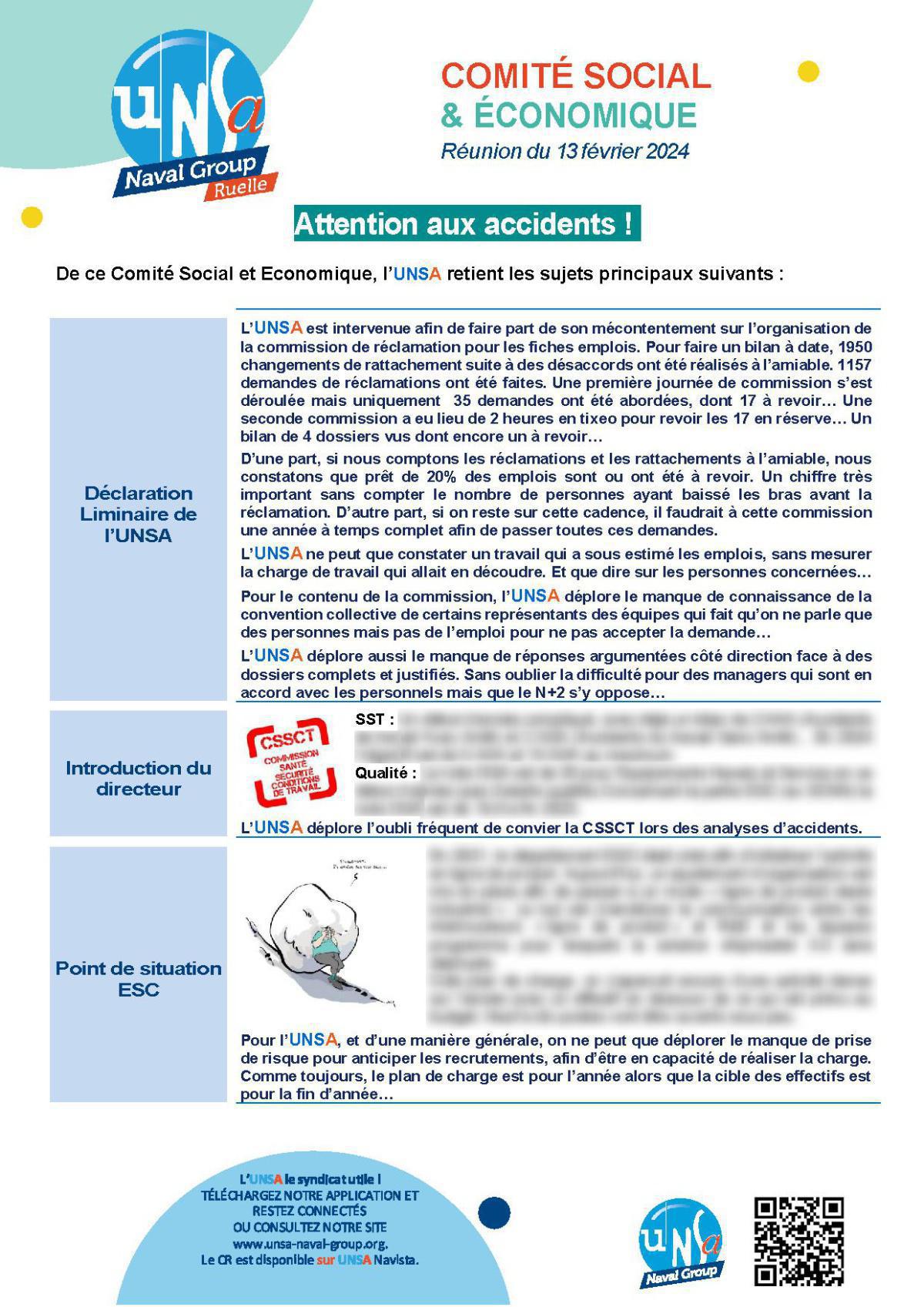 CSE de Ruelle - Réunion du 13 février 2024 - Compte-rendu CSE de Ruelle - Réunion du 13 février 2024 - Compte-rendu