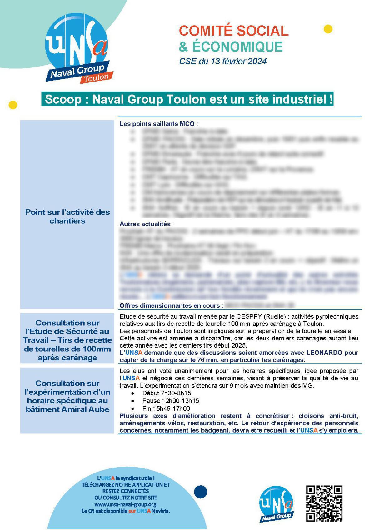 CSE de Toulon - Réunion du 13 février 2024 - Compte-rendu CSE de Toulon - Réunion du 13 février 2024 - Compte-rendu