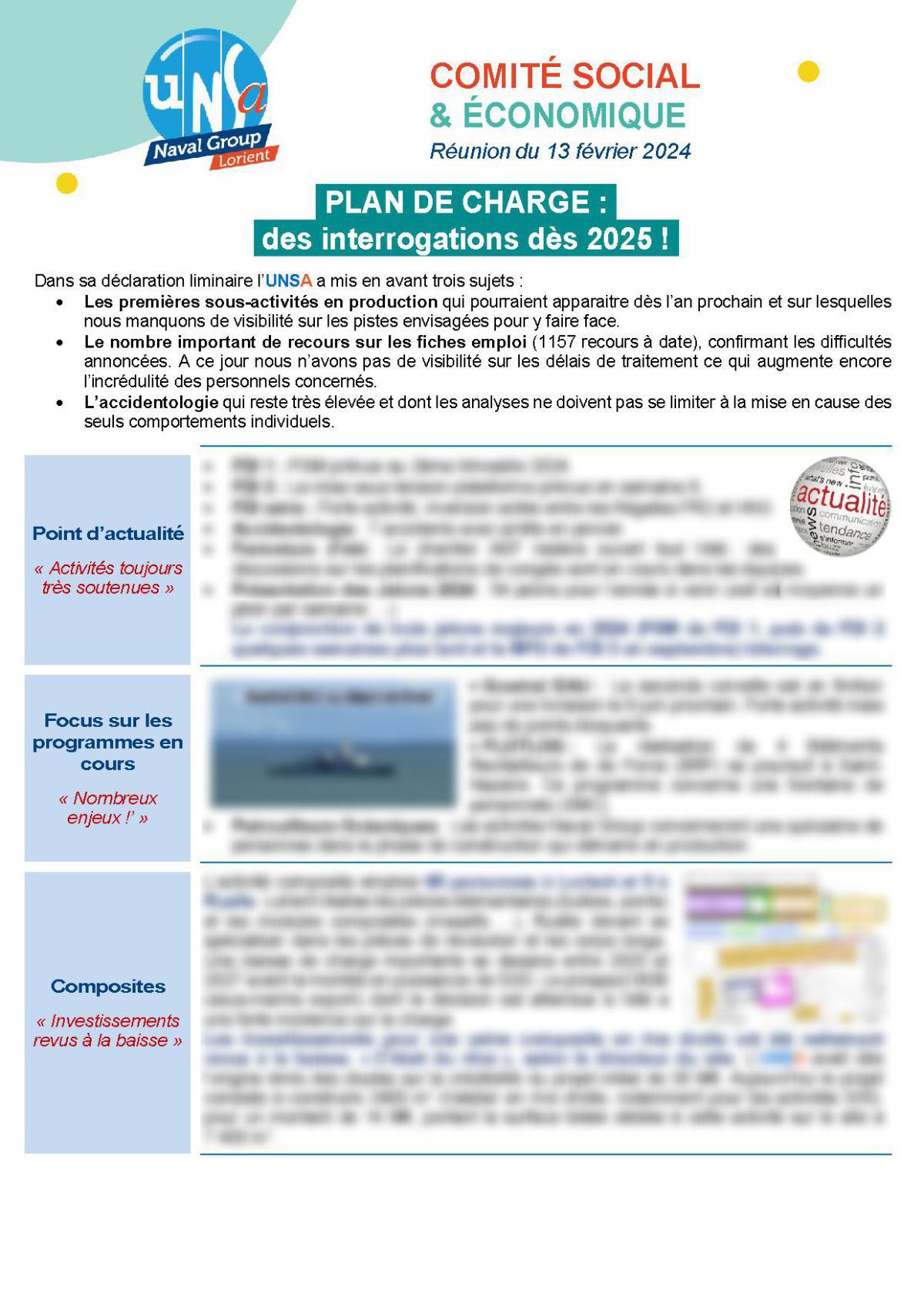 CSE de Lorient - Réunion du 13 février 2024 - Compte rendu