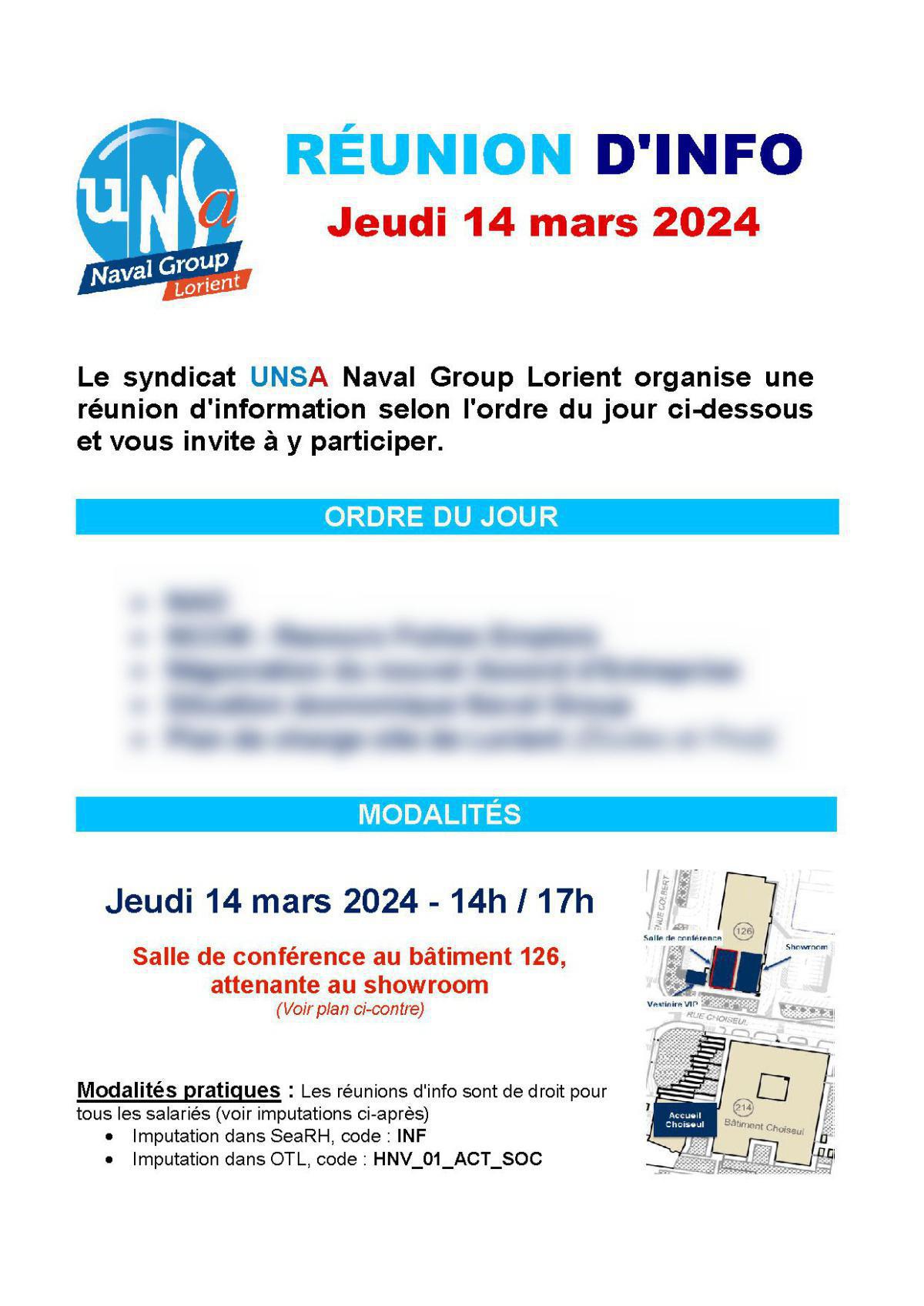 RÉUNION D’INFORMATION - Jeudi 14 mars 2024 de 14H00 à 17H00 RÉUNION D’INFORMATION - Jeudi 14 mars 2024 de 14H00 à 17H00