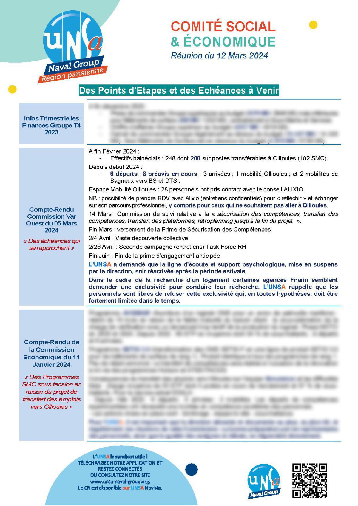 CSE Région Parisienne - Réunion du 12 mars 2024 - Compte rendu