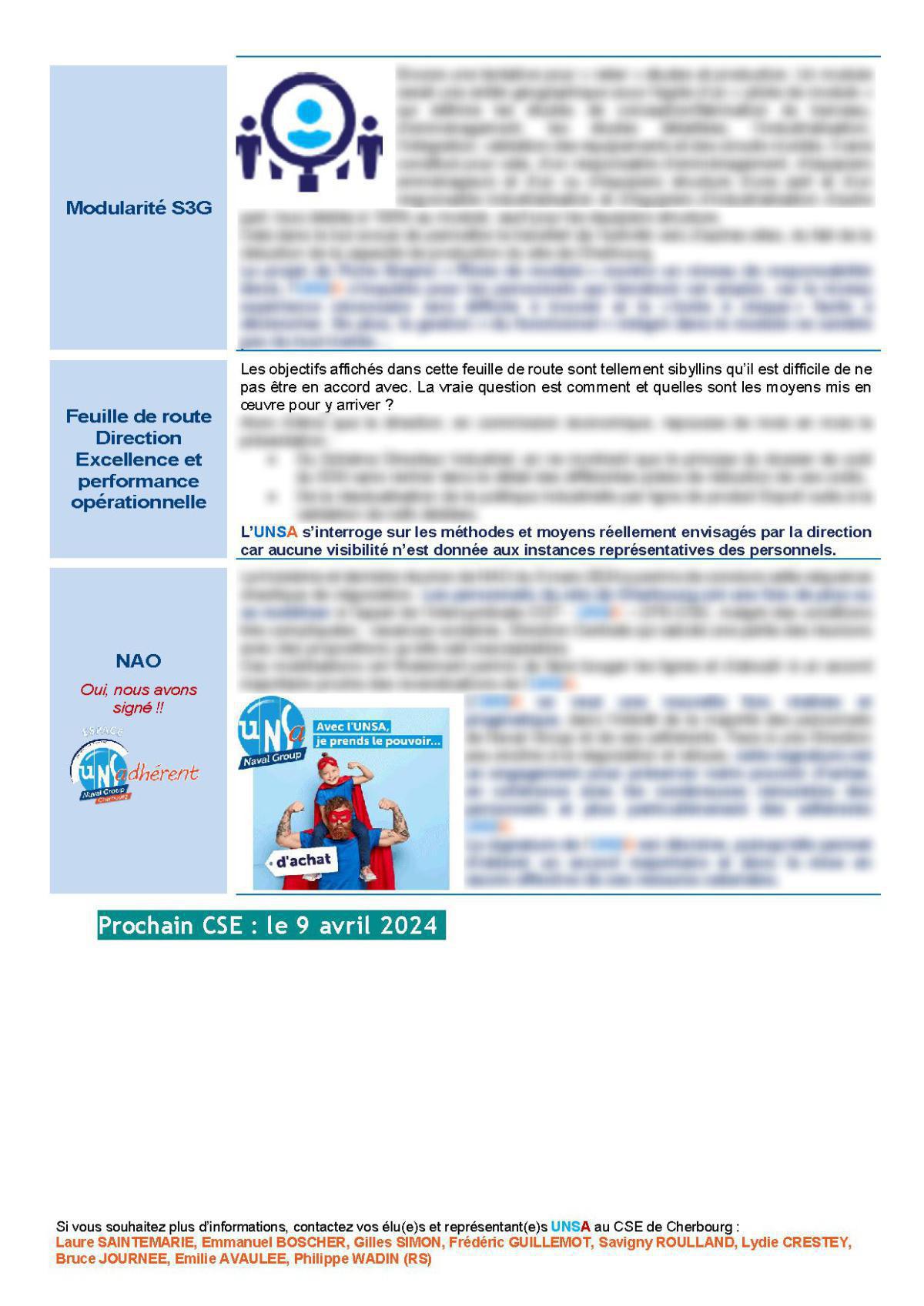 CSE de Cherbourg - Réunion du 12 mars 2024 - Compte rendu CSE de Cherbourg - Réunion du 12 mars 2024 - Compte rendu