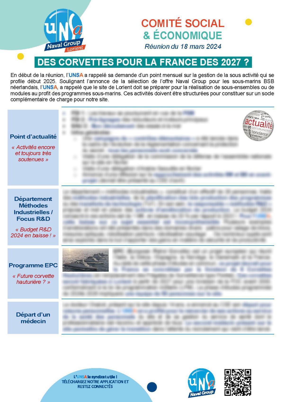 CSE de Lorient - Réunion du 18 mars 2024 - Compte rendu