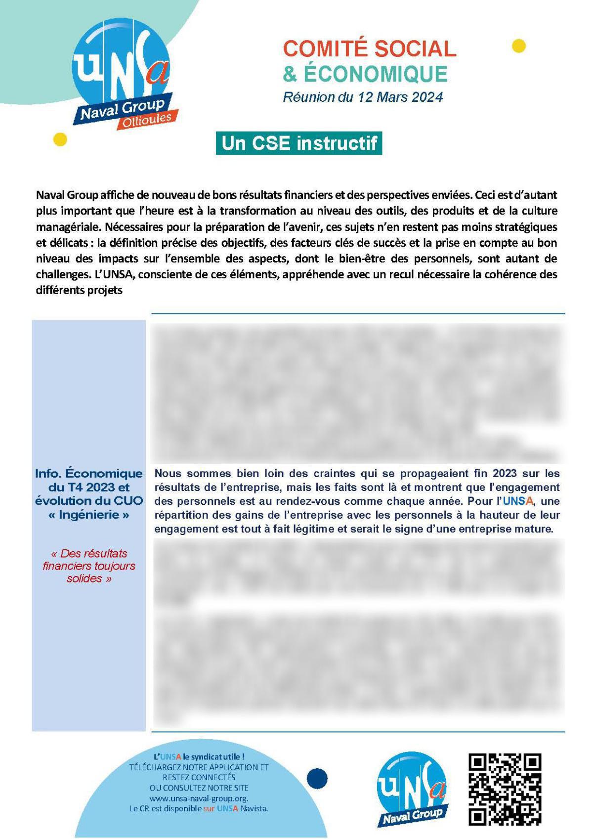 CSE d'Ollioules - Réunion du 12 mars 2024 - Compte rendu CSE d'Ollioules - Réunion du 12 mars 2024 - Compte rendu