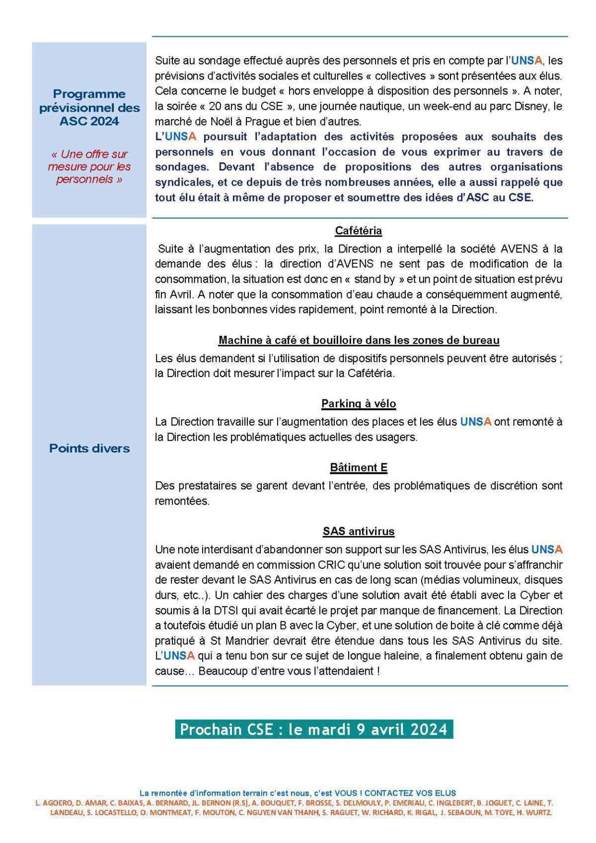 CSE d'Ollioules - Réunion du 12 mars 2024 - Compte rendu CSE d'Ollioules - Réunion du 12 mars 2024 - Compte rendu