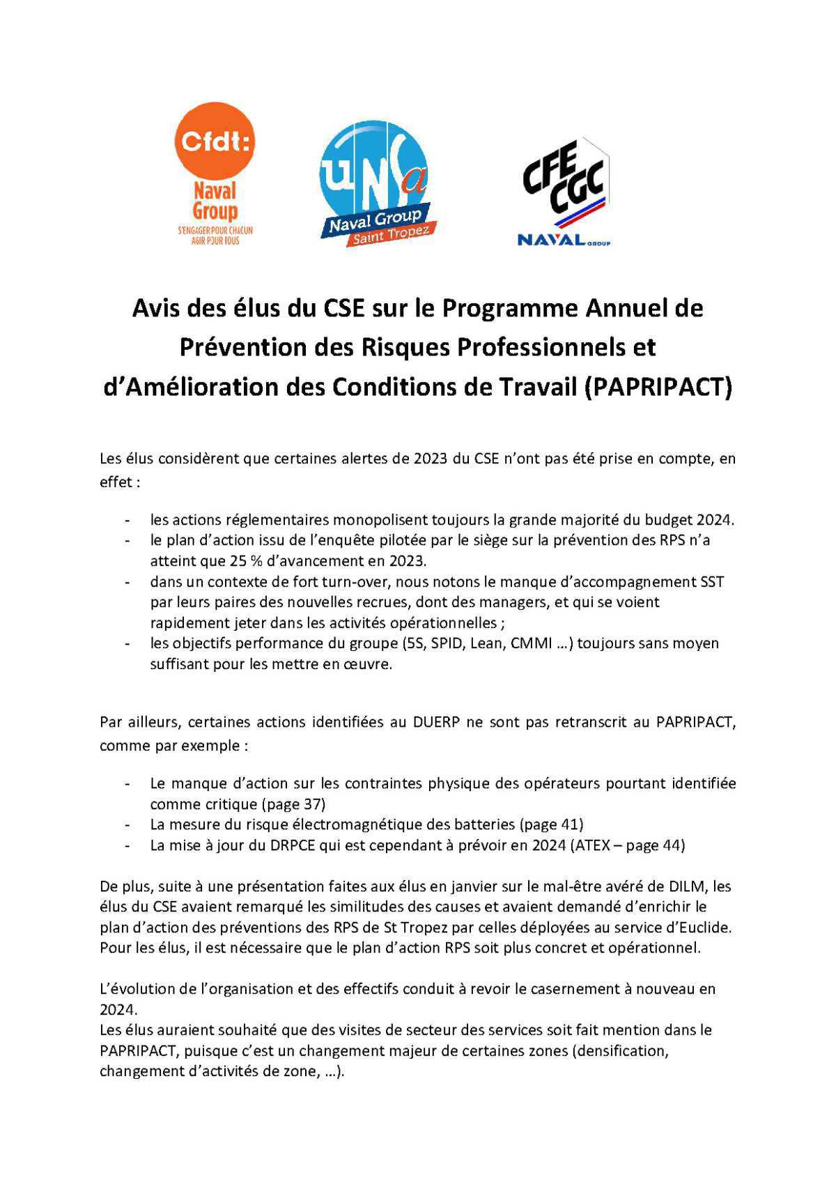 CSE de Saint Tropez - Réunions des 5 et 9 avril 2024 - Compte rendu CSE de Saint Tropez - Réunions des 5 et 9 avril 2024 - Compte rendu