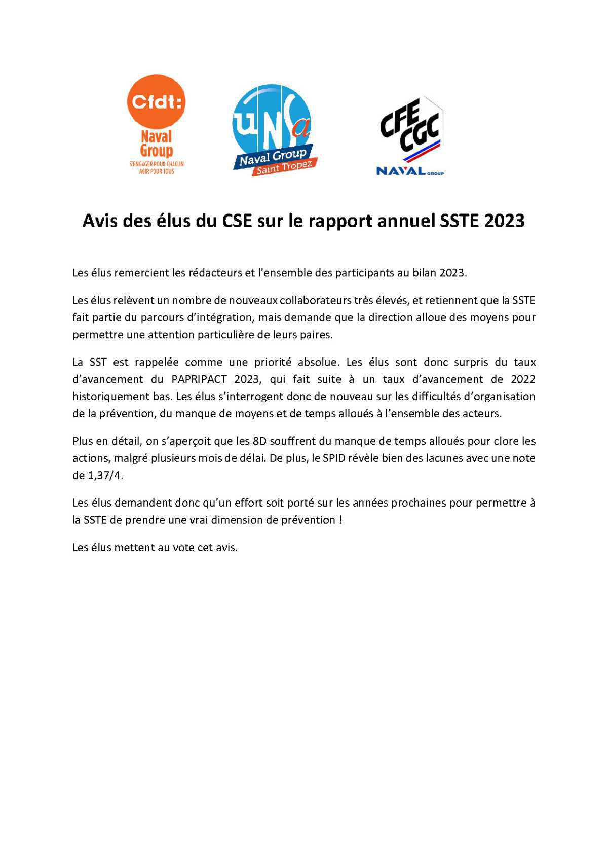 CSE de Saint Tropez - Réunions des 5 et 9 avril 2024 - Compte rendu CSE de Saint Tropez - Réunions des 5 et 9 avril 2024 - Compte rendu