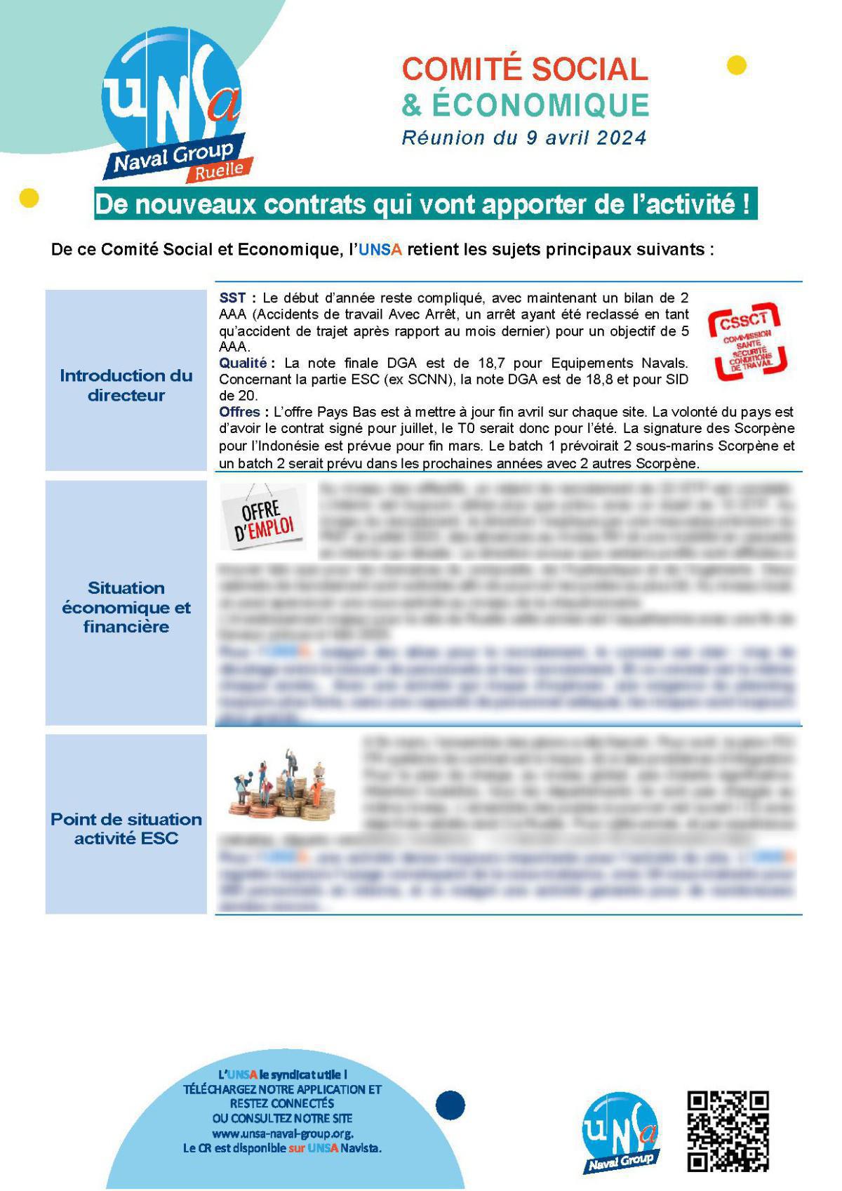 CSE de Ruelle - Réunion du 9 avril 2024 - Compte-rendu CSE de Ruelle - Réunion du 9 avril 2024 - Compte-rendu