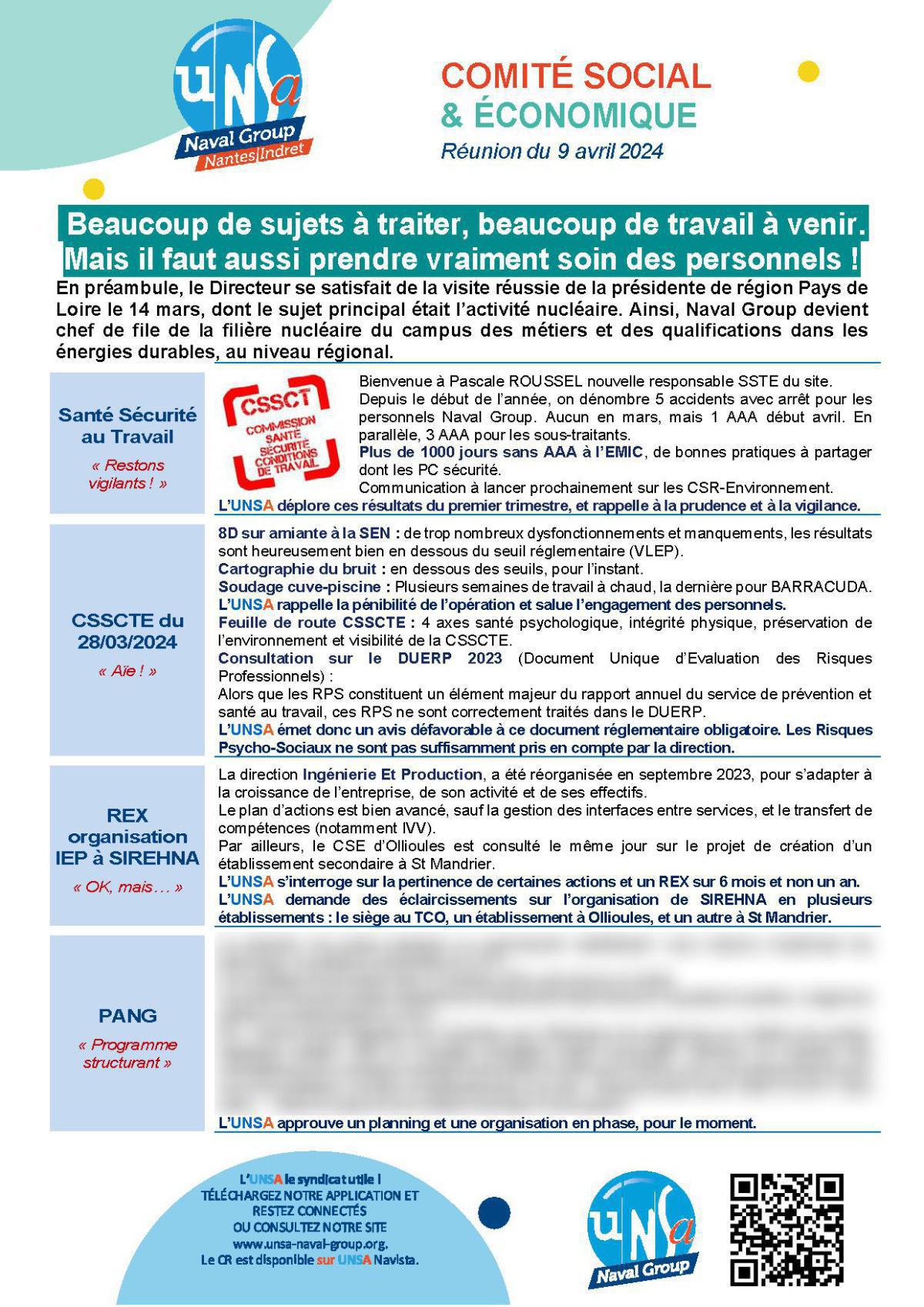 CSE d'Indret - Réunion du 9 avril 2024 CSE d'Indret - Réunion du 9 avril 2024