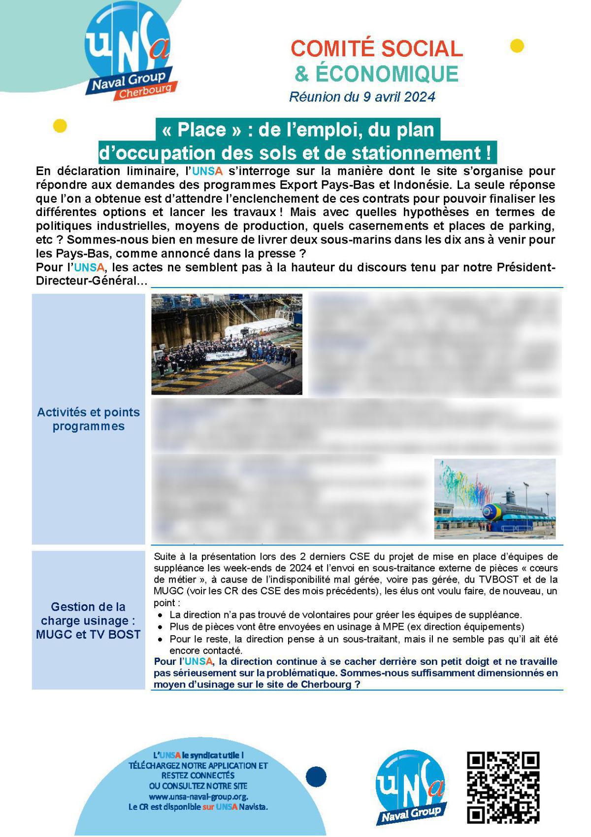 CSE de Cherbourg - Réunion du 9 avril 2024 - Compte rendu CSE de Cherbourg - Réunion du 9 avril 2024 - Compte rendu
