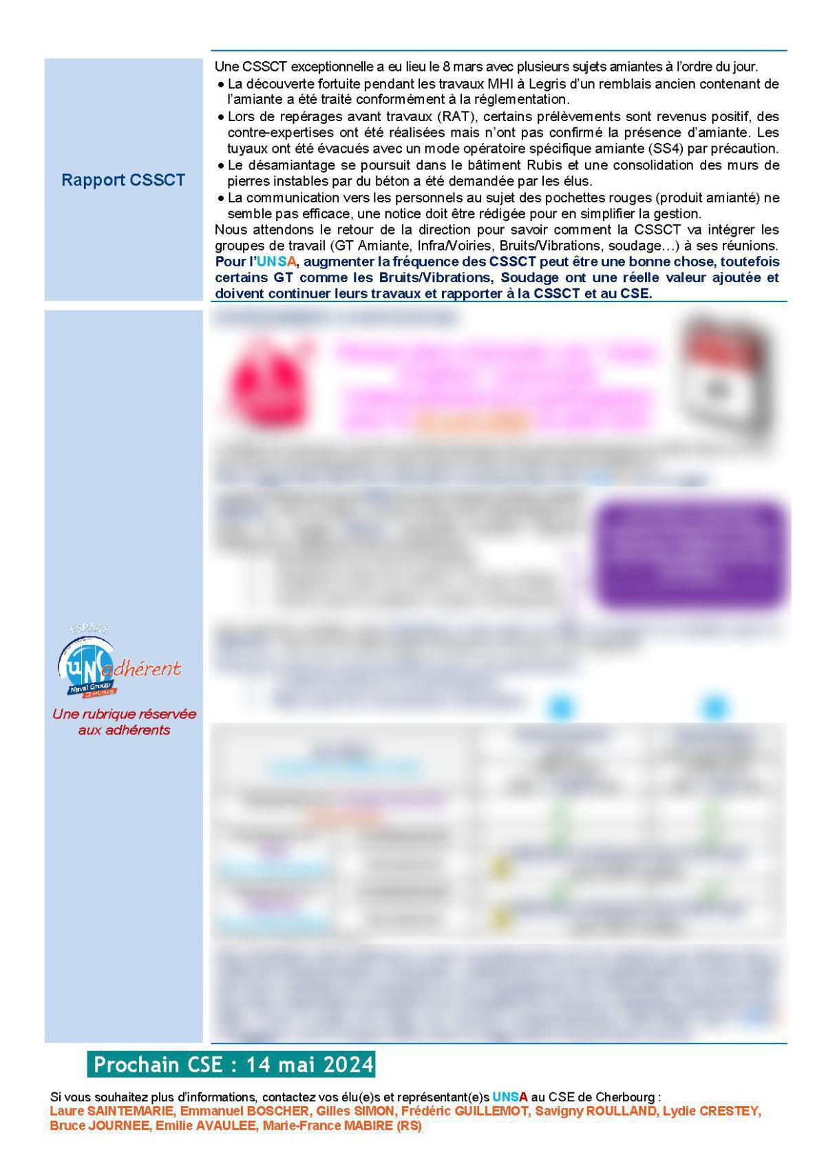 CSE de Cherbourg - Réunion du 9 avril 2024 - Compte rendu CSE de Cherbourg - Réunion du 9 avril 2024 - Compte rendu