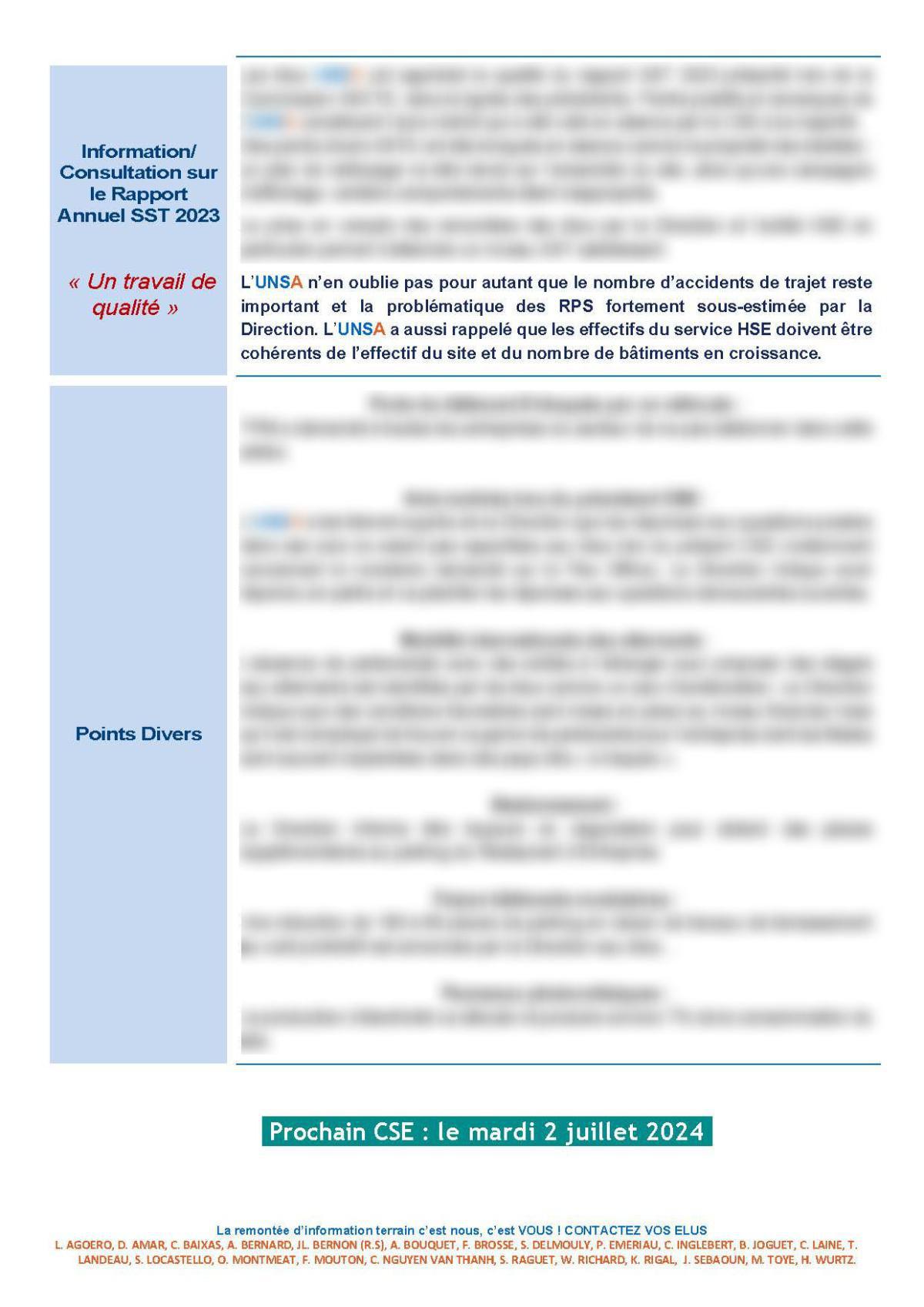 CSE d'Ollioules - Réunion du 14 Mai 2024 - Compte rendu & avis motivés