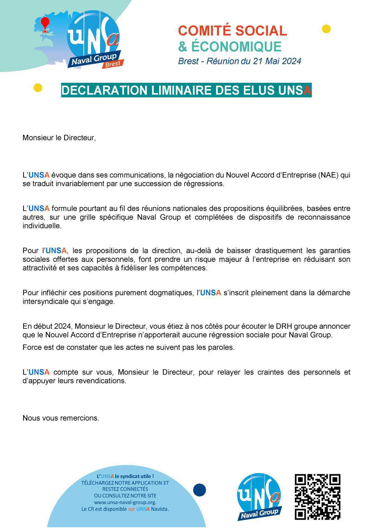 CSE de Brest - Réunion du 21 mai 2024 - Compte rendu CSE de Brest - Réunion du 21 mai 2024 - Compte rendu