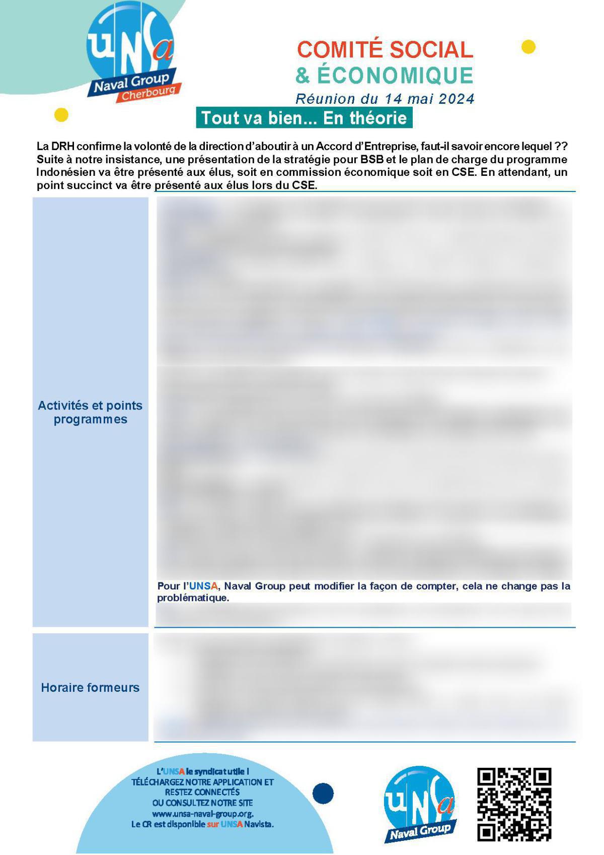 CSE de Cherbourg - Réunion du 14 mai 2024 - Compte rendu CSE de Cherbourg - Réunion du 14 mai 2024 - Compte rendu