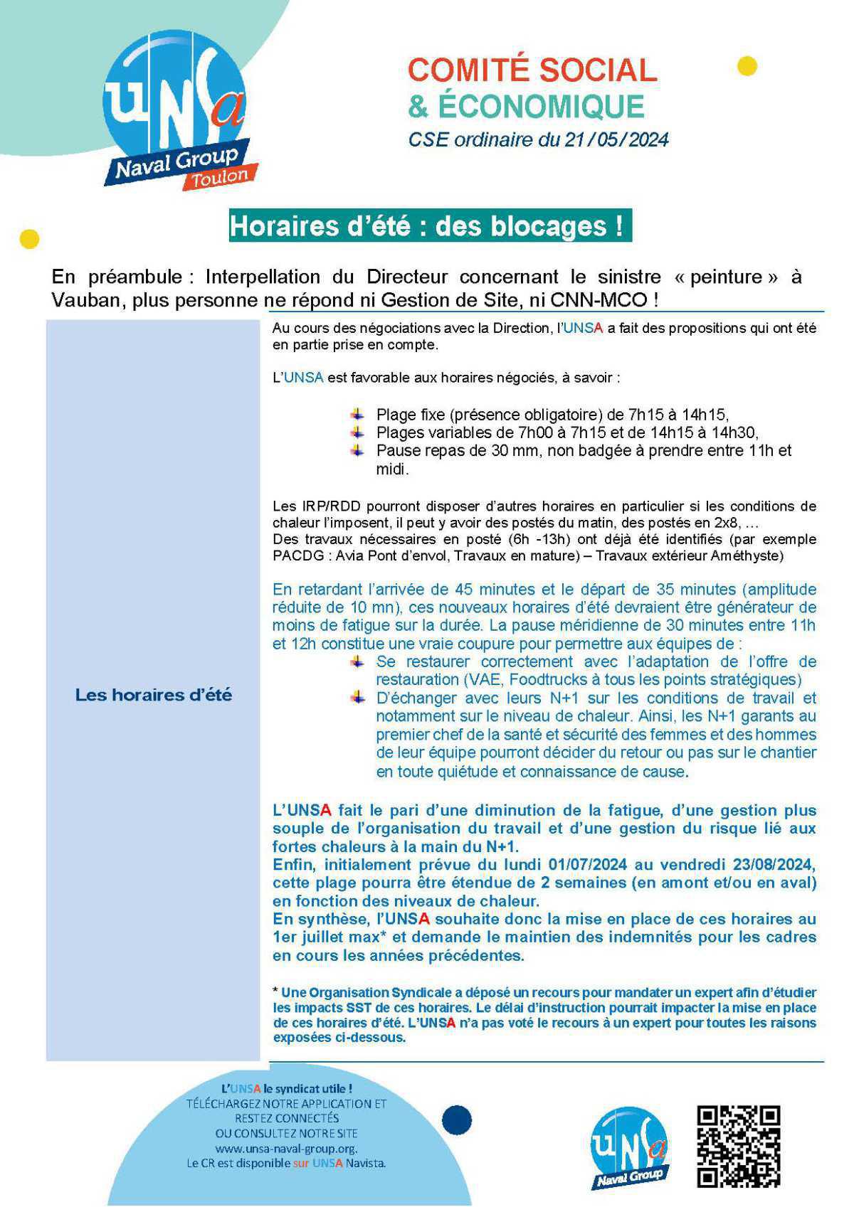 CSE de Toulon - Réunion du 21 Mai 2024 - Compte-rendu CSE de Toulon - Réunion du 21 Mai 2024 - Compte-rendu