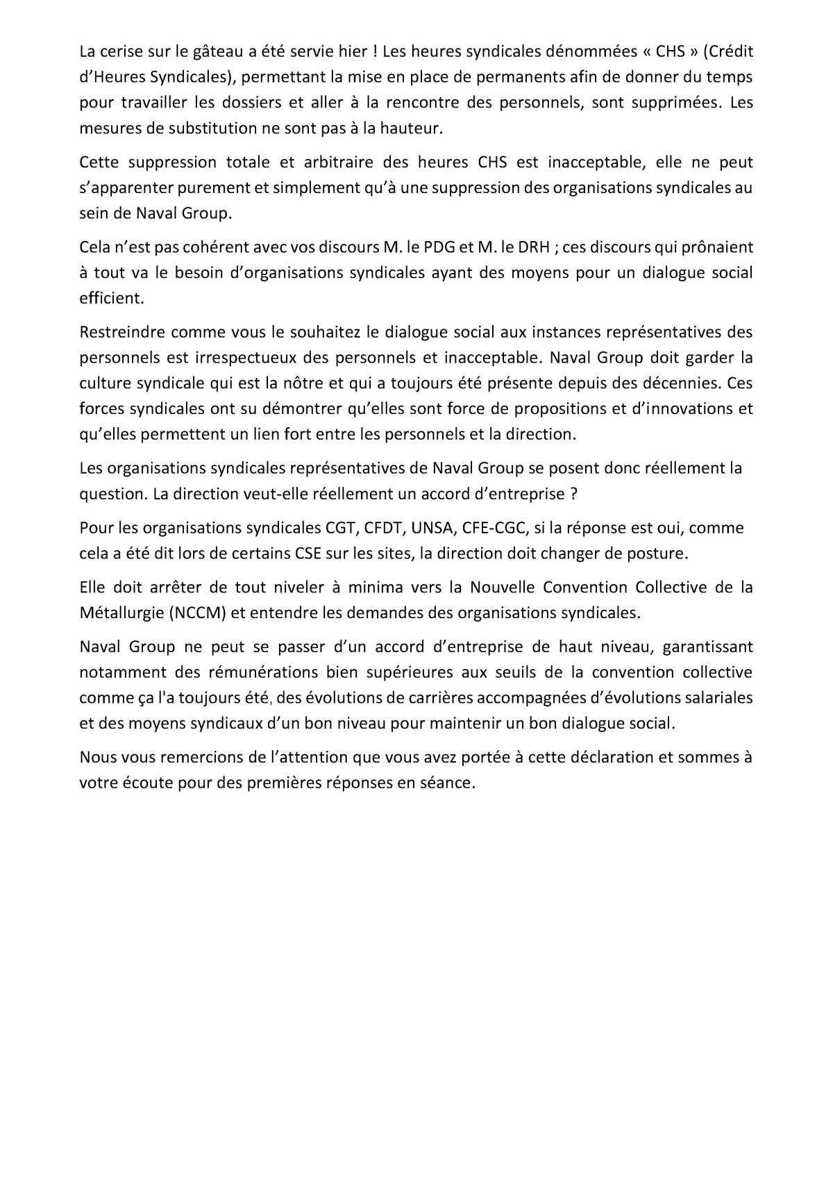 Réunion du 30 mai 2024 - Déclaration Liminaire Intersyndicale