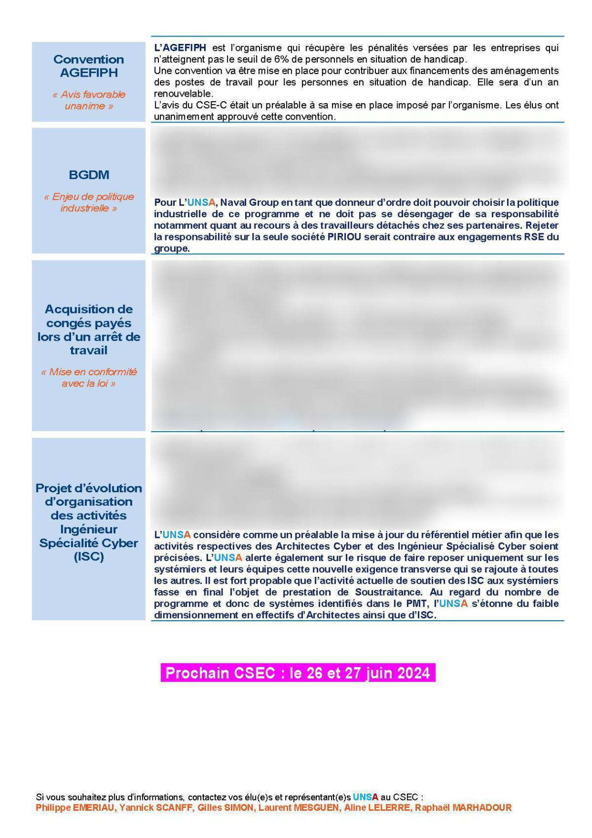 Réunion du 30 mai 2024 - Compte rendu