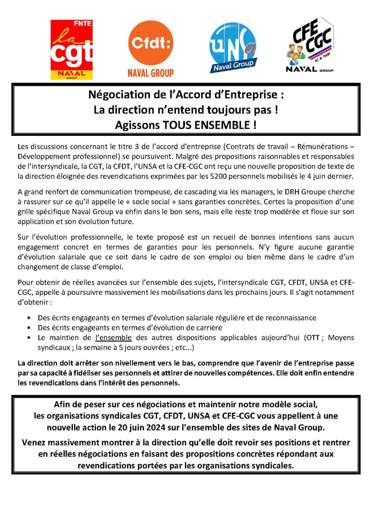 Négociation de l'Accord d'Entreprise : La direction n’entend toujours pas ! Agissons TOUS ENSEMBLE !