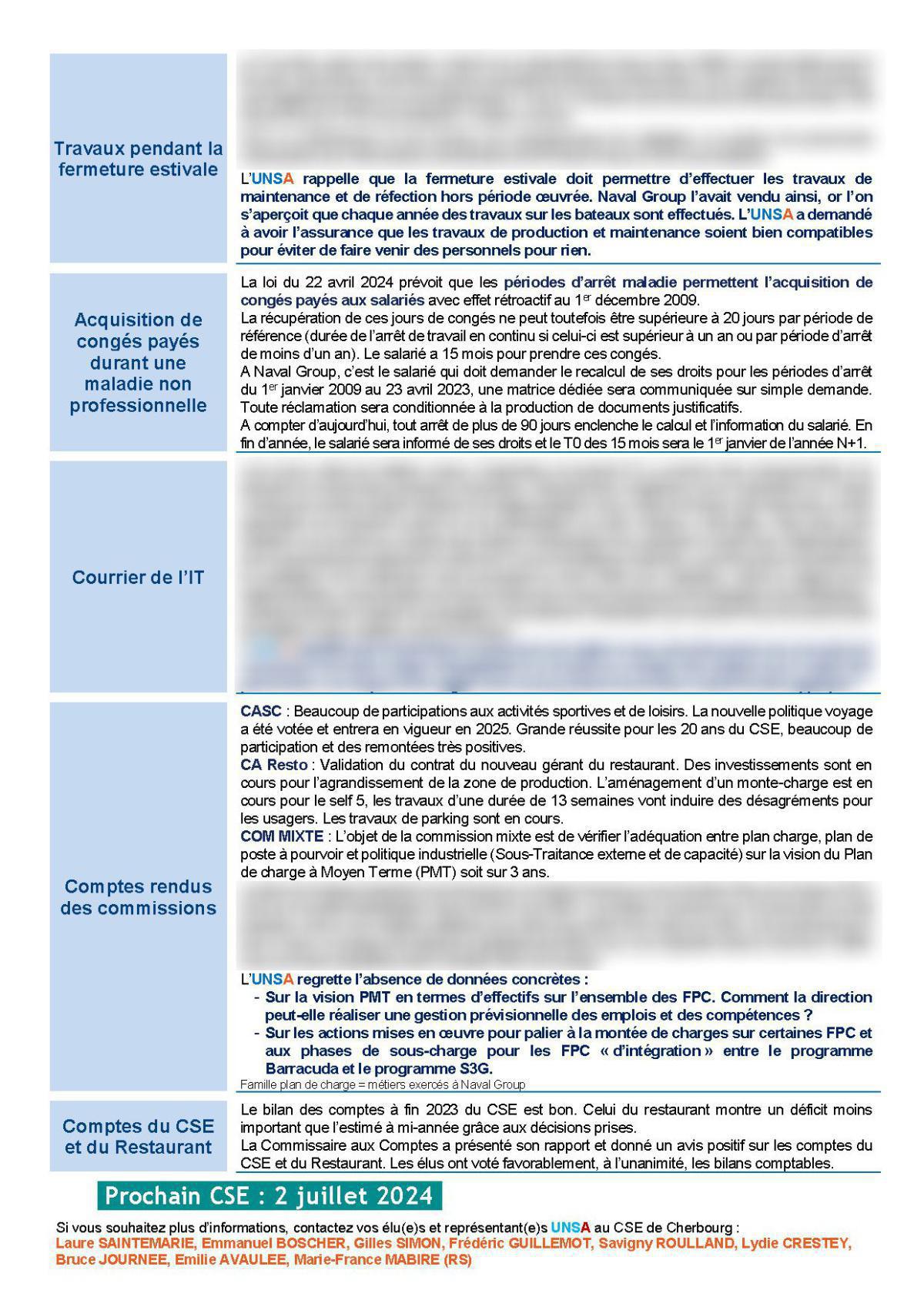 CSE de Cherbourg - Réunion du 11 juin 2024 - Compte rendu CSE de Cherbourg - Réunion du 11 juin 2024 - Compte rendu