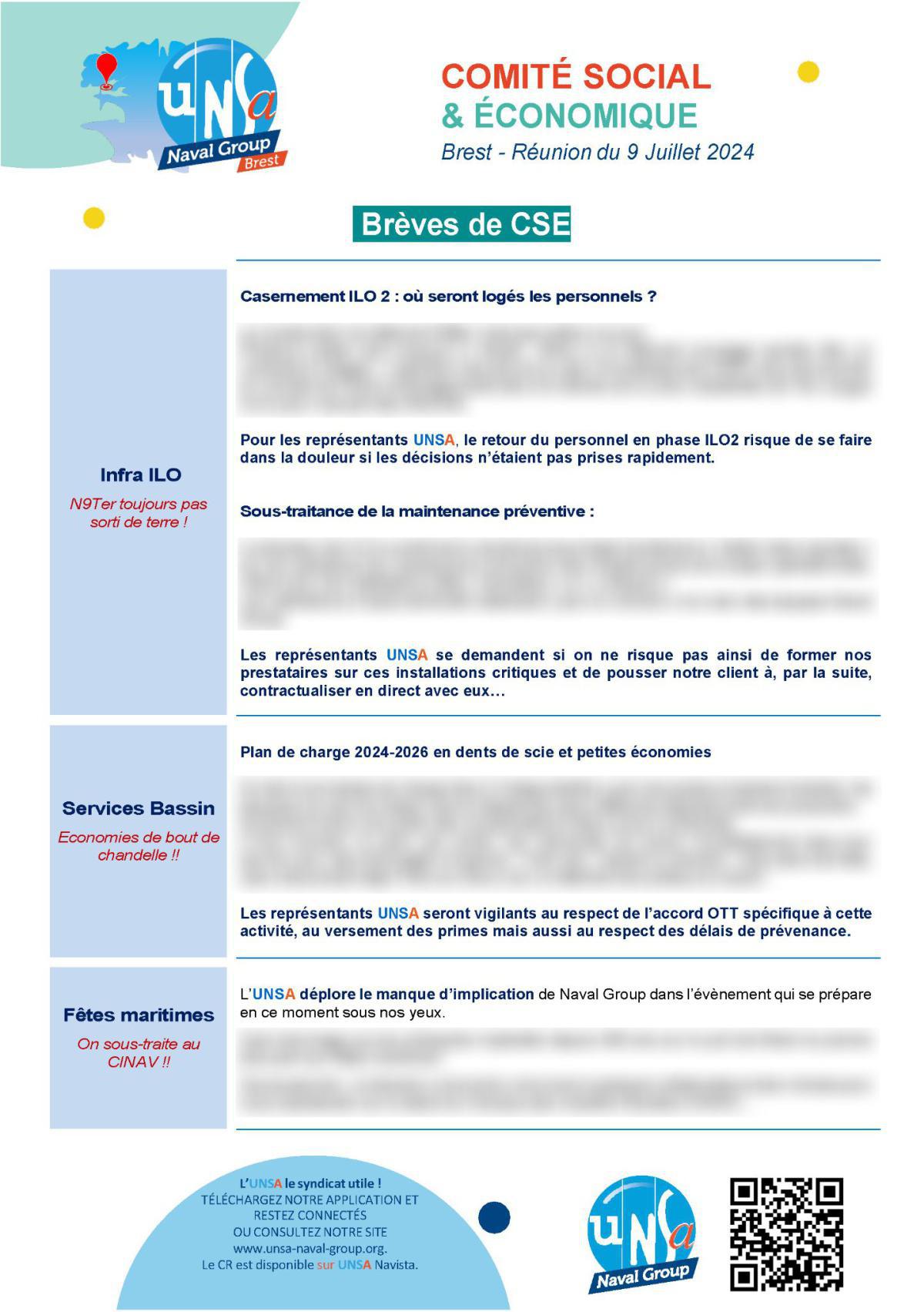 CSE de Brest - Réunion du 9 juillet 2024 - Compte rendu