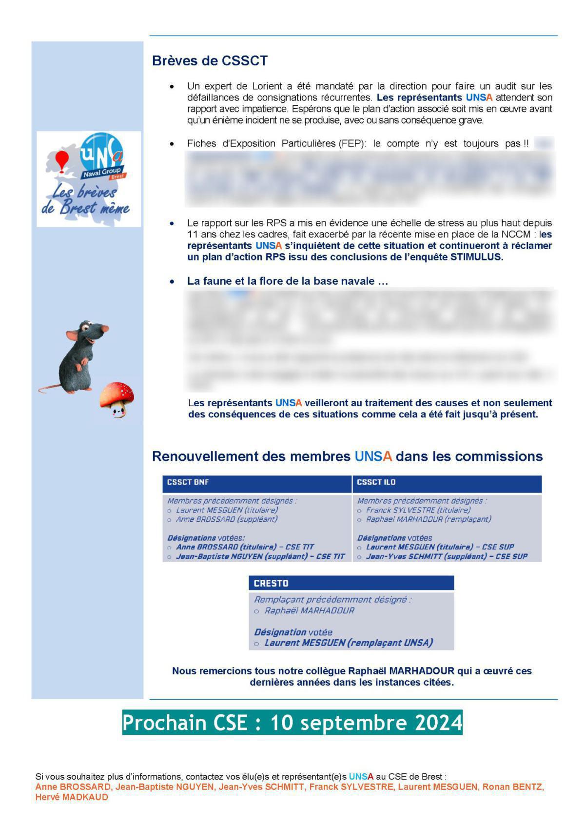 CSE de Brest - Réunion du 9 juillet 2024 - Compte rendu CSE de Brest - Réunion du 9 juillet 2024 - Compte rendu