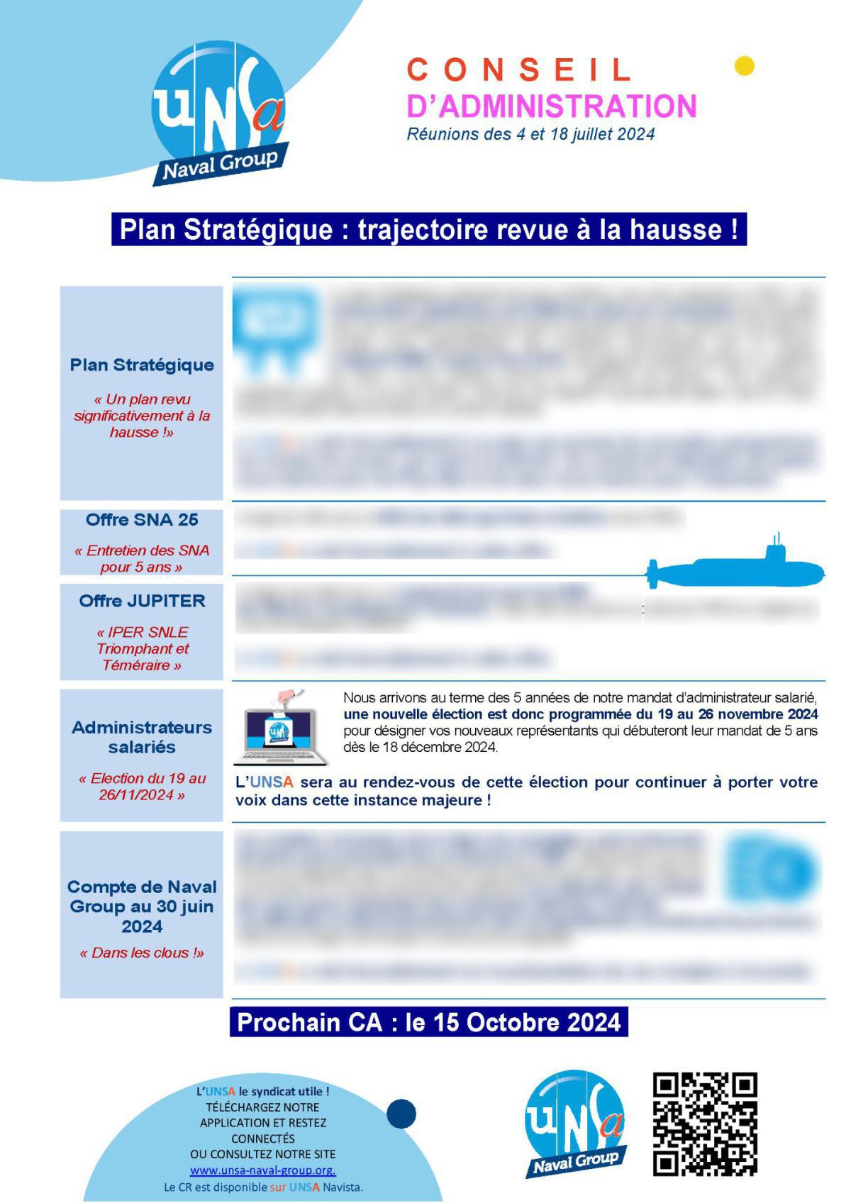 Conseil d'Administration : réunions des 4 et 18 juillet 2024